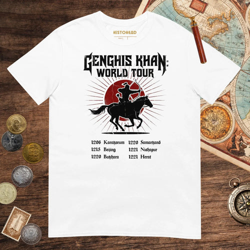 White Genghis Khan World Tour Tee - history buff gift by HistoHead
