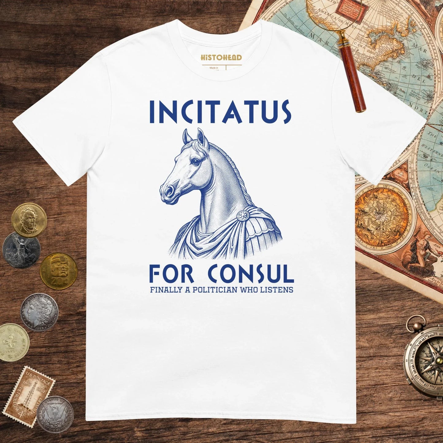 White Incitatus For Consul Tee - history buff gift by HistoHead