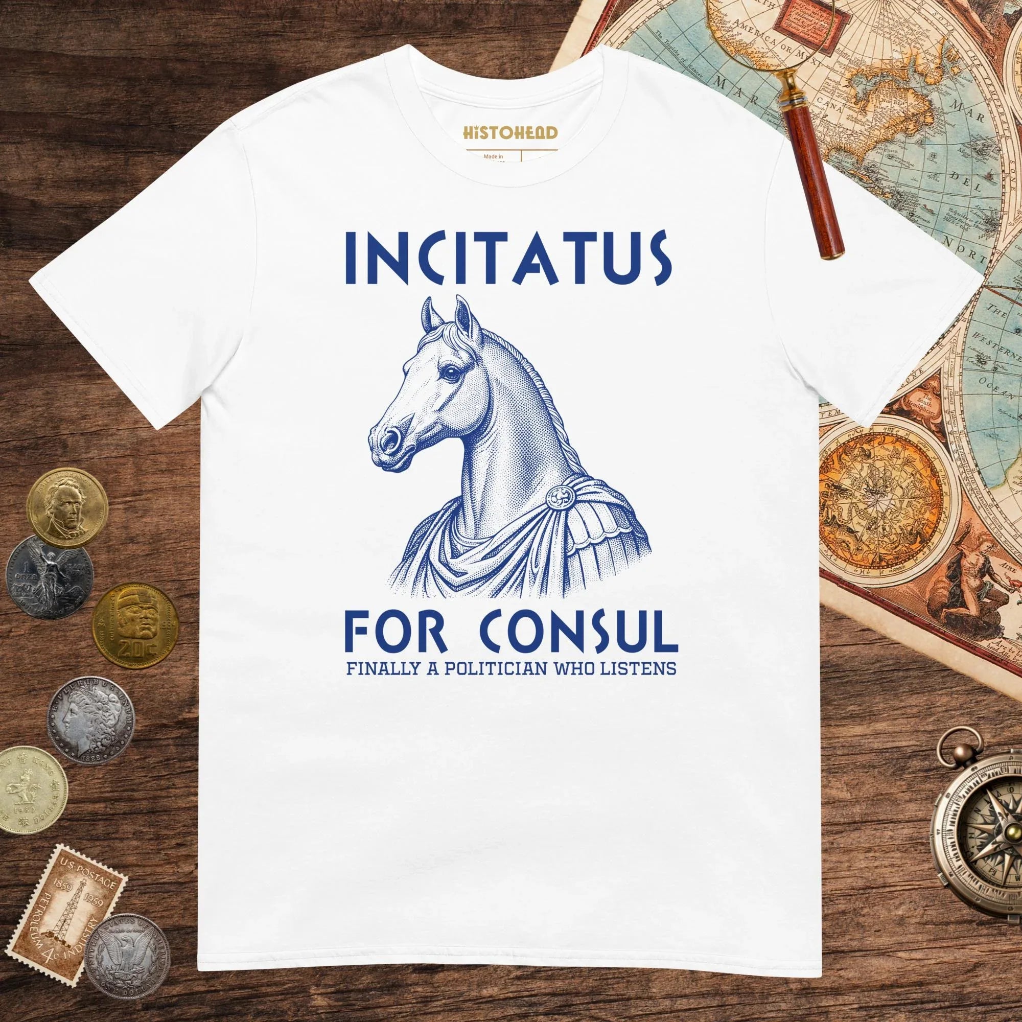 White Incitatus For Consul Tee - history buff gift by HistoHead