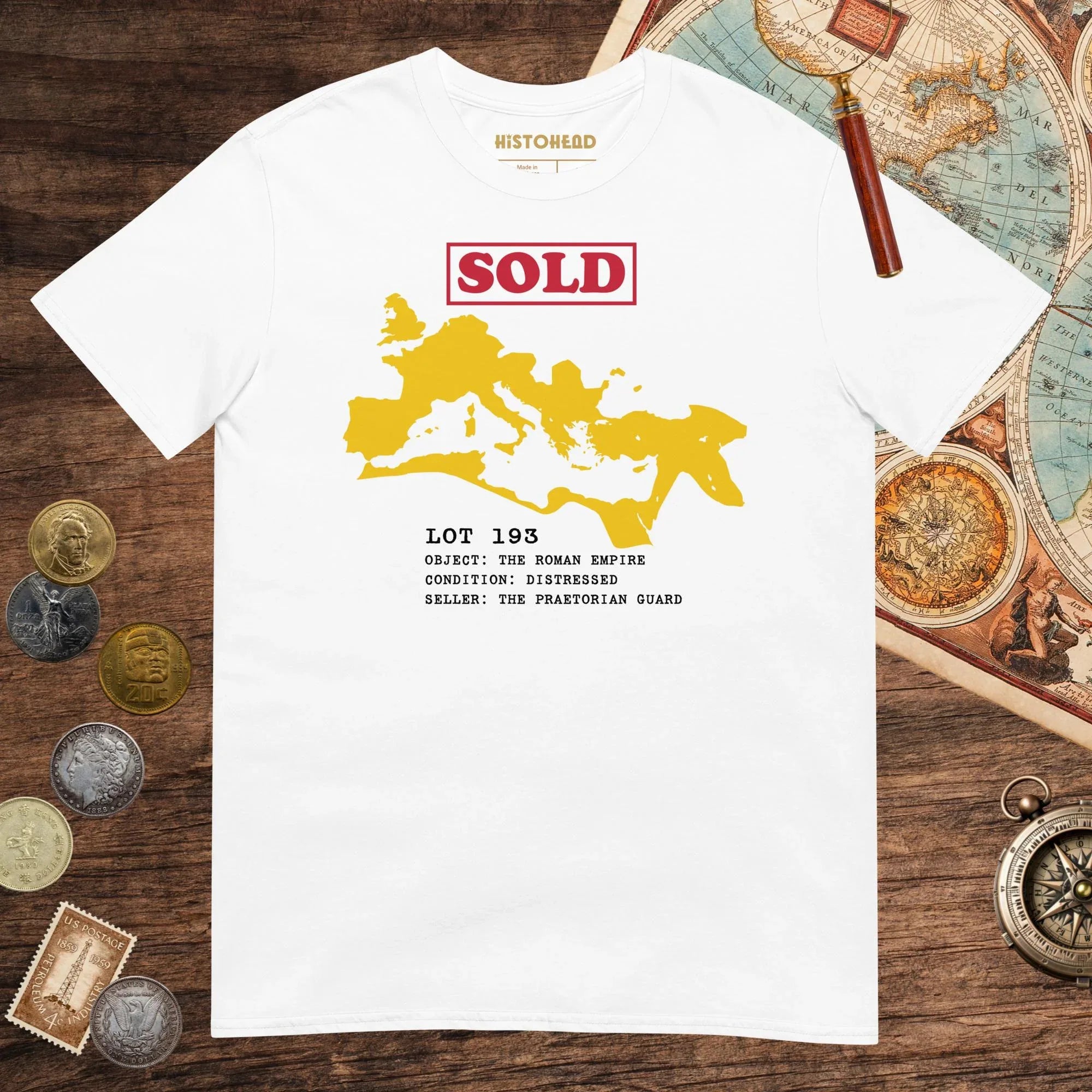 White Auction of the Roman Empire Tee - history buff gift by HistoHead