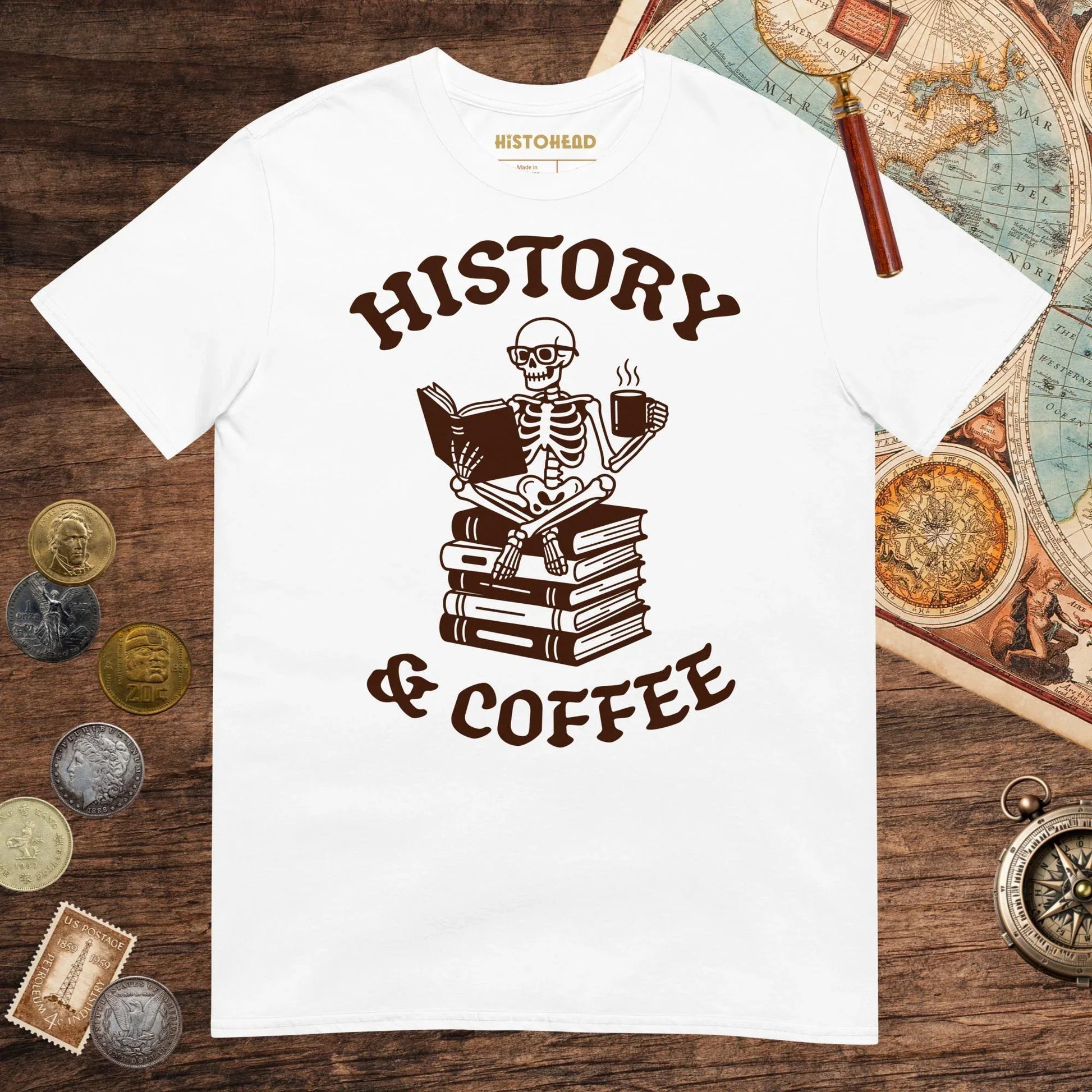 White History & Coffee Tee - history buff gift by HistoHead