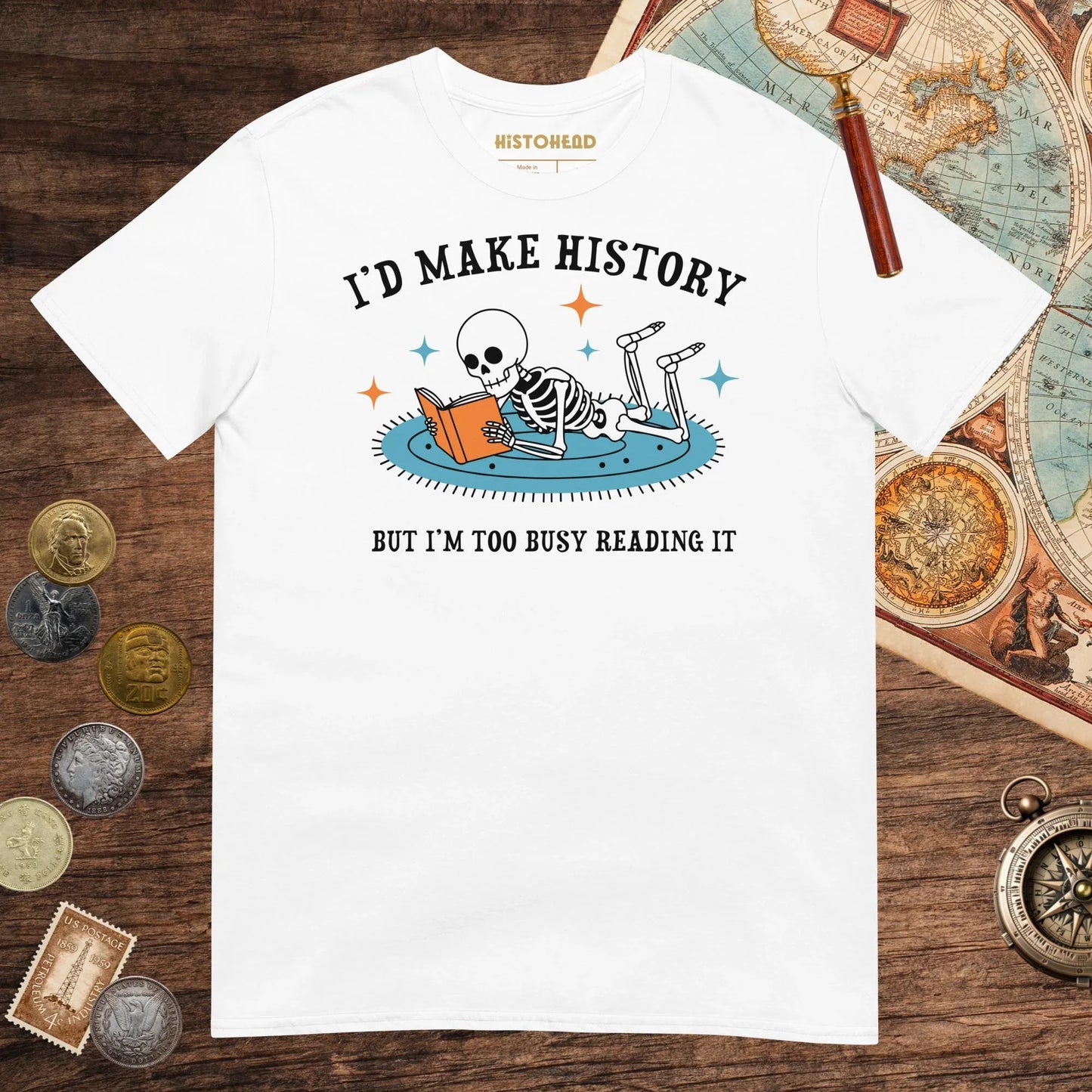 White I'd Make History Tee - history buff gift by HistoHead