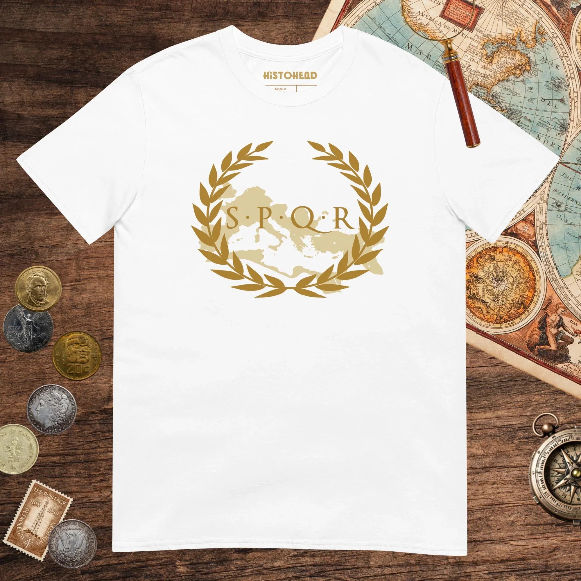 White Roman SPQR Banner Tee - history buff gift by HistoHead