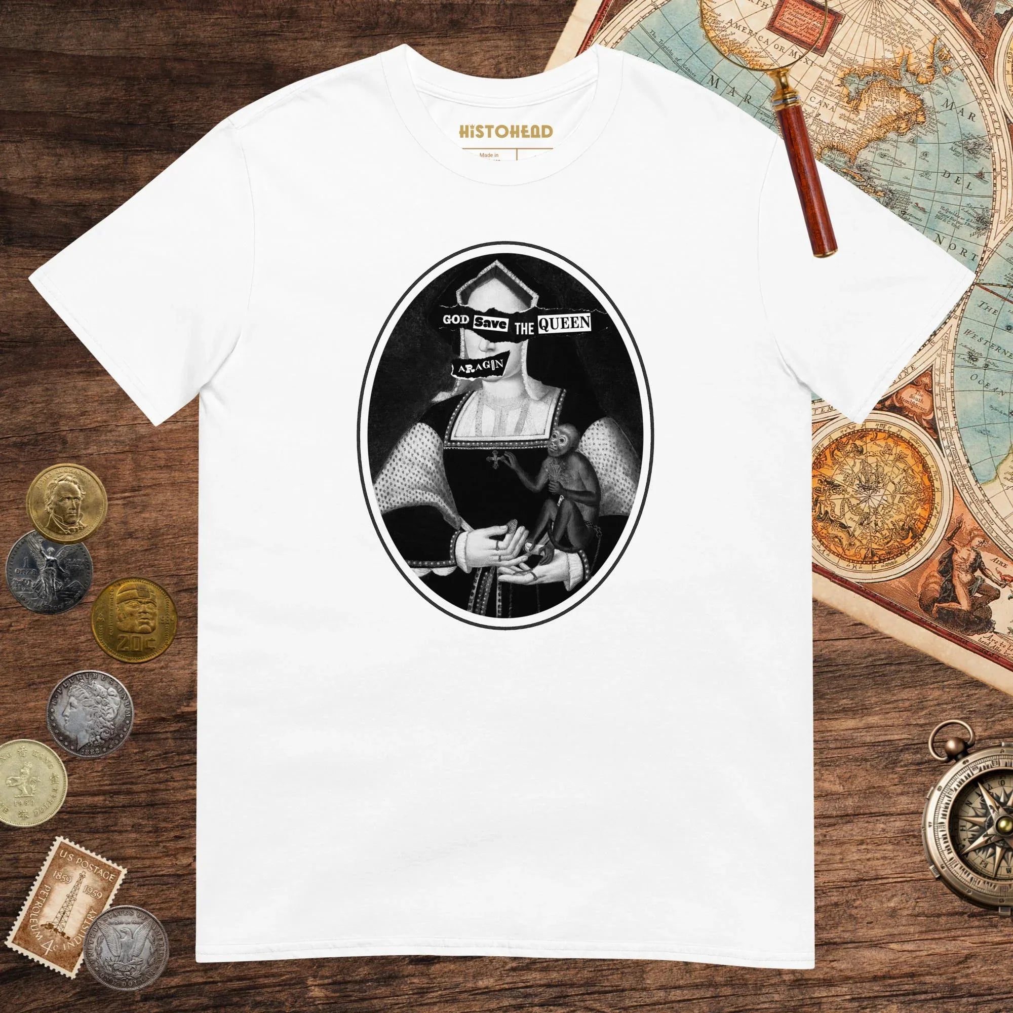 White God Save the Queen Katherine of Aragon Tee - history buff gift by HistoHead