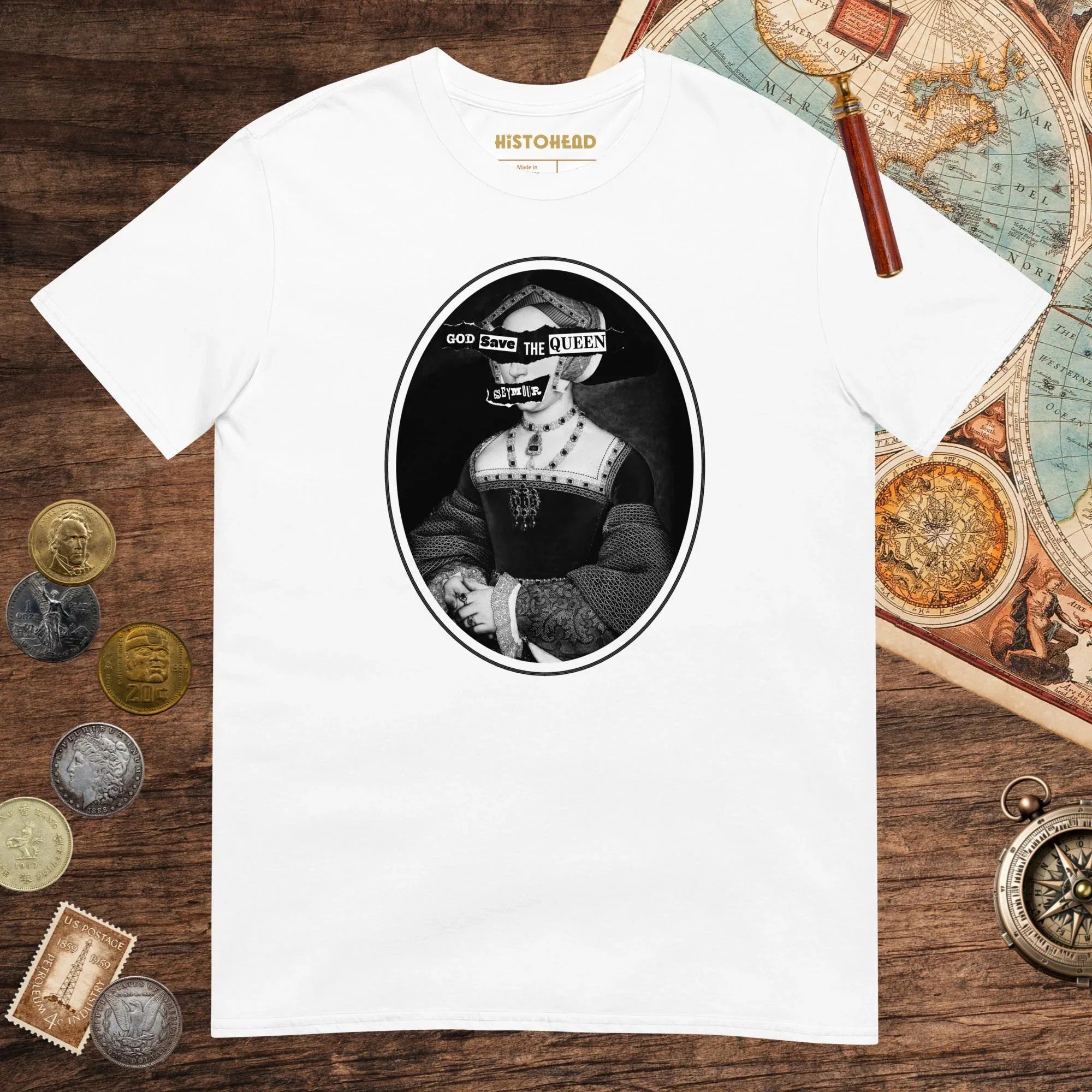 White God Save the Queen Jane Seymour Tee - history buff gift by HistoHead
