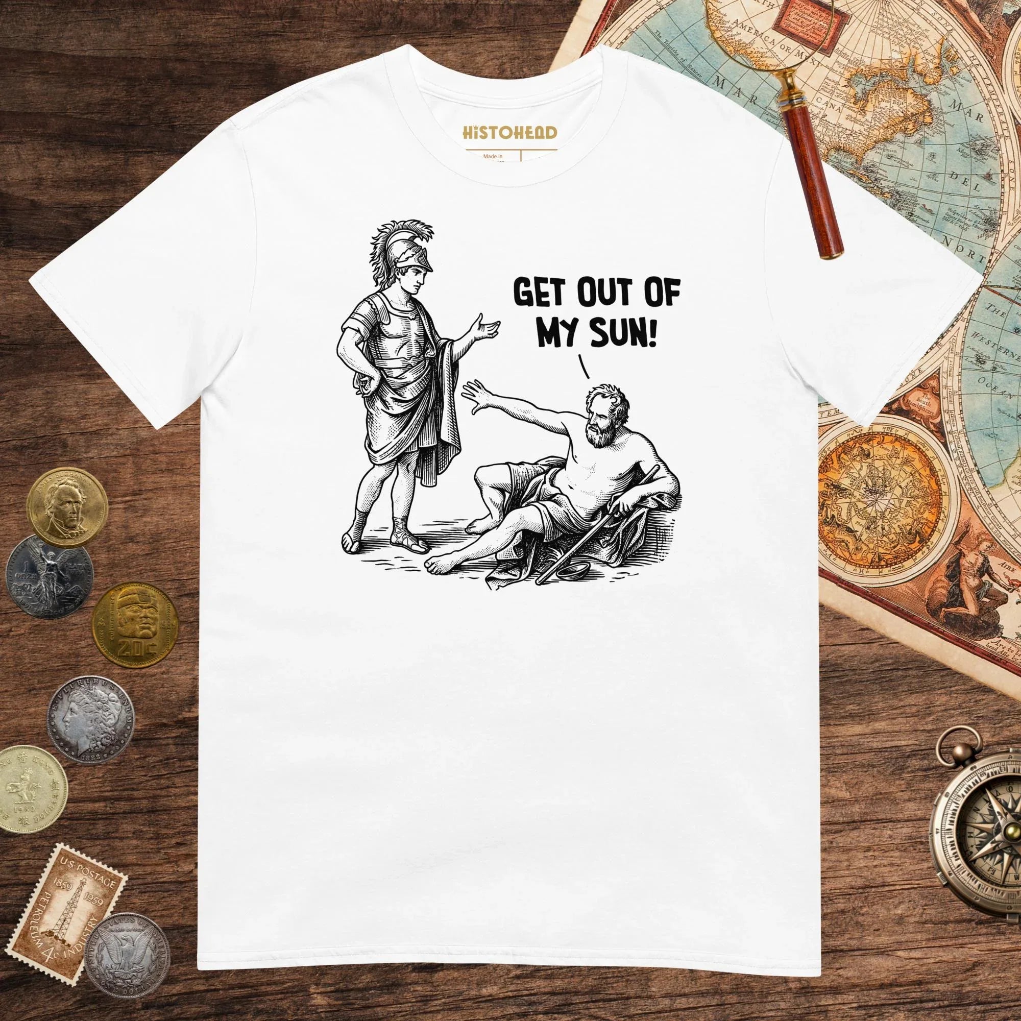White Diogenes: Get Out of My Sun Tee - history buff gift by HistoHead