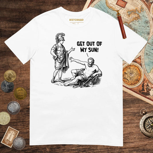 White Diogenes: Get Out of My Sun Tee - history buff gift by HistoHead