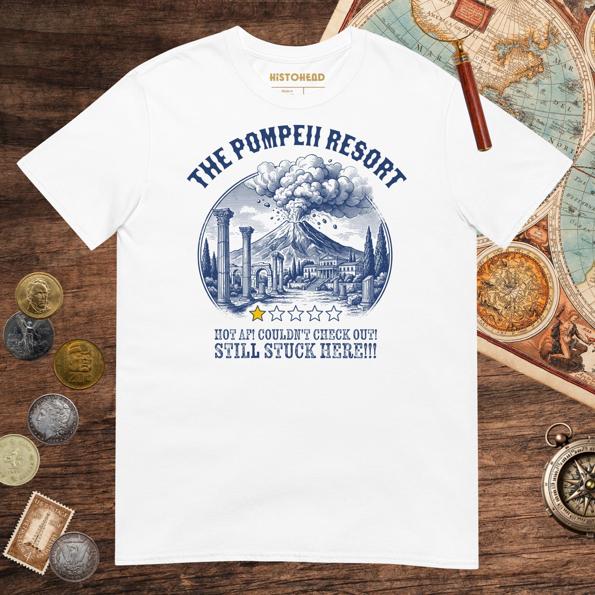White The Pompeii Resort Review Tee - history buff gift by HistoHead