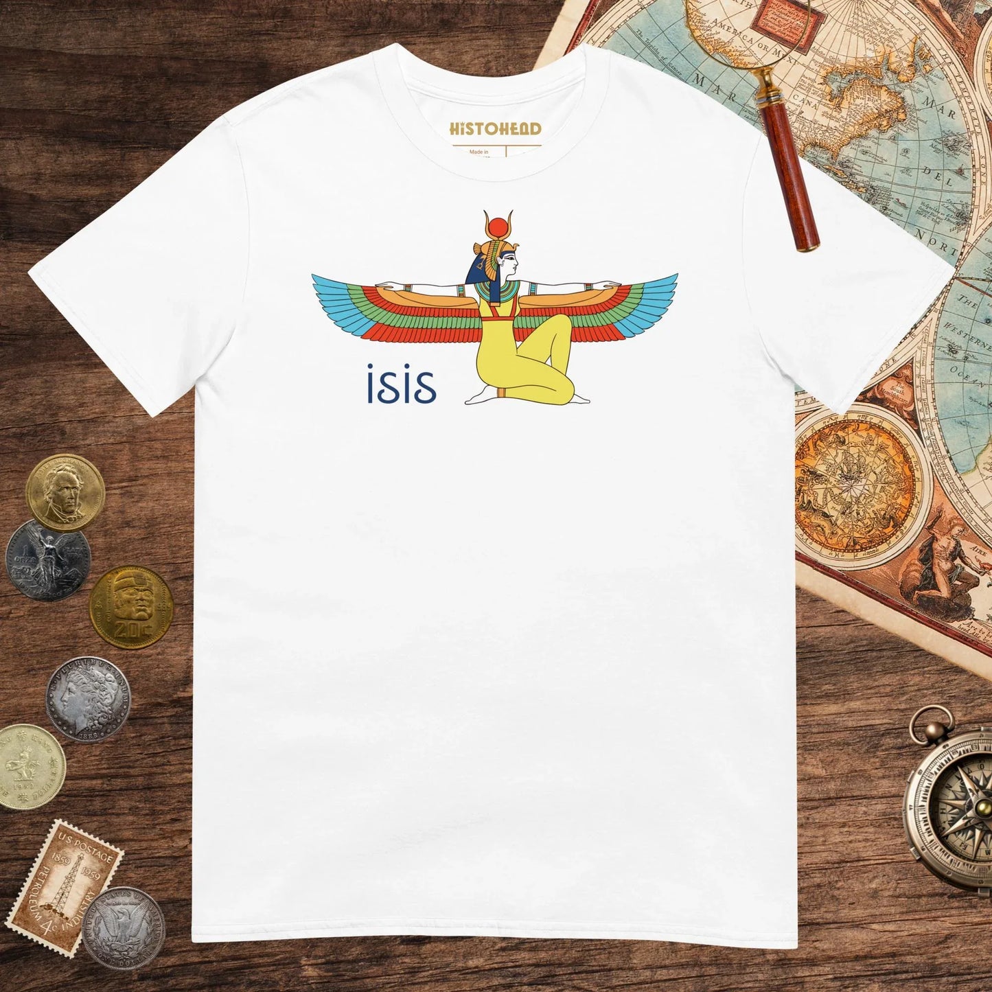 White Egyptian Goddess Isis Tee - history buff gift by HistoHead