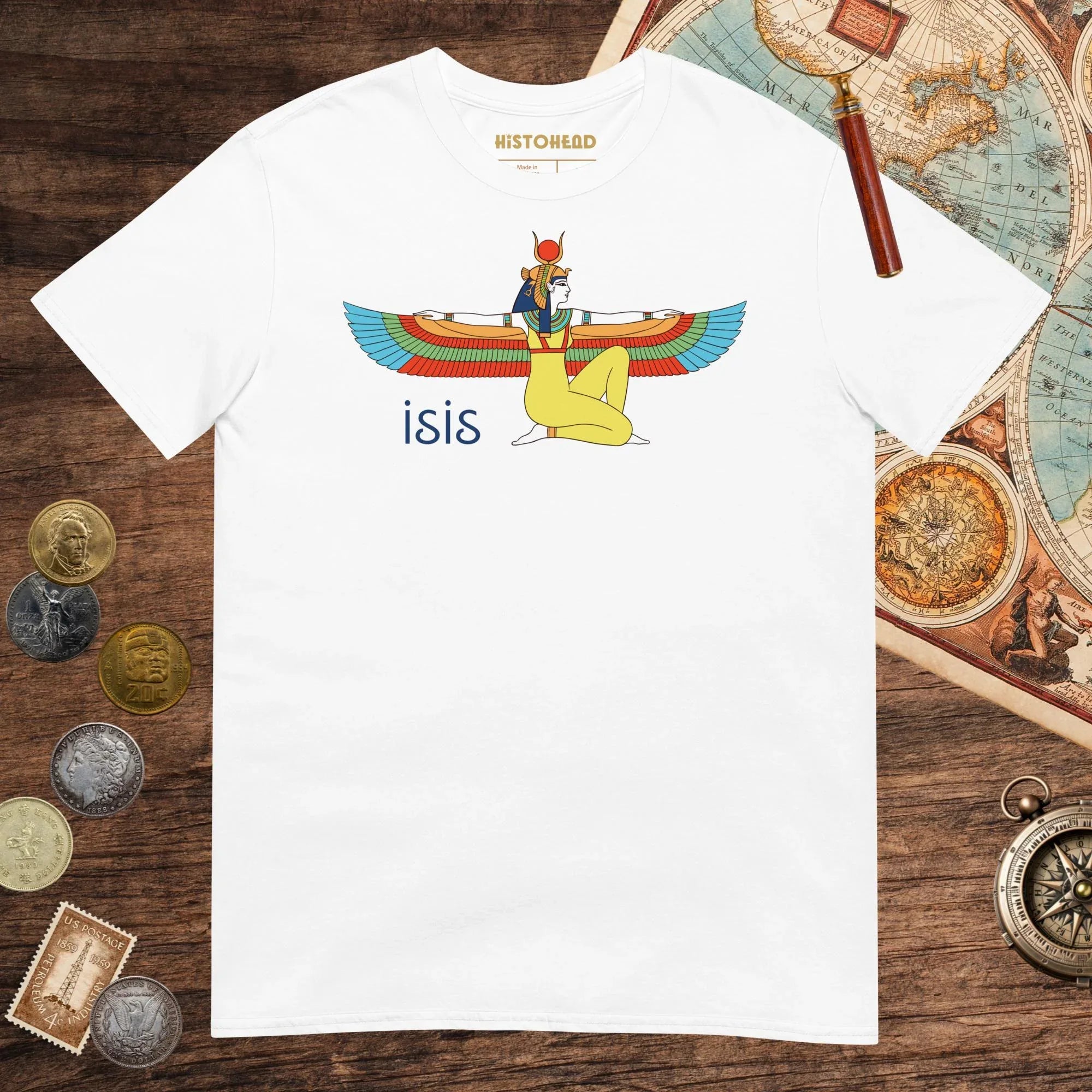 White Egyptian Goddess Isis Tee - history buff gift by HistoHead