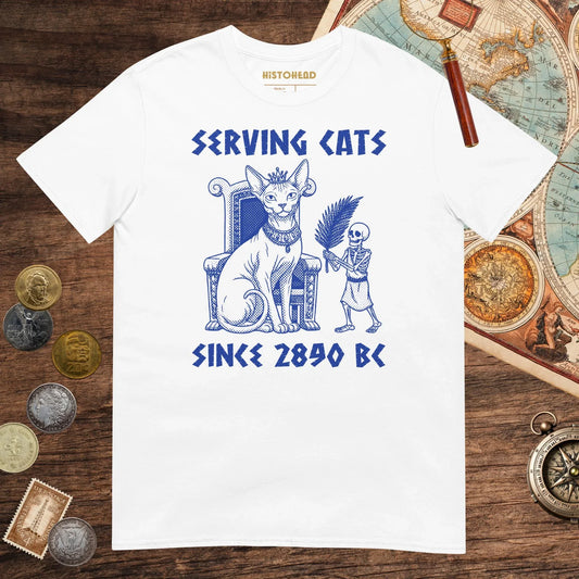 White Serving Cats Since 2890 BC Tee - history buff gift by HistoHead