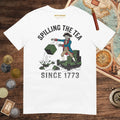 White Spilling the Tea Since 1773 Tee - history buff gift by HistoHead