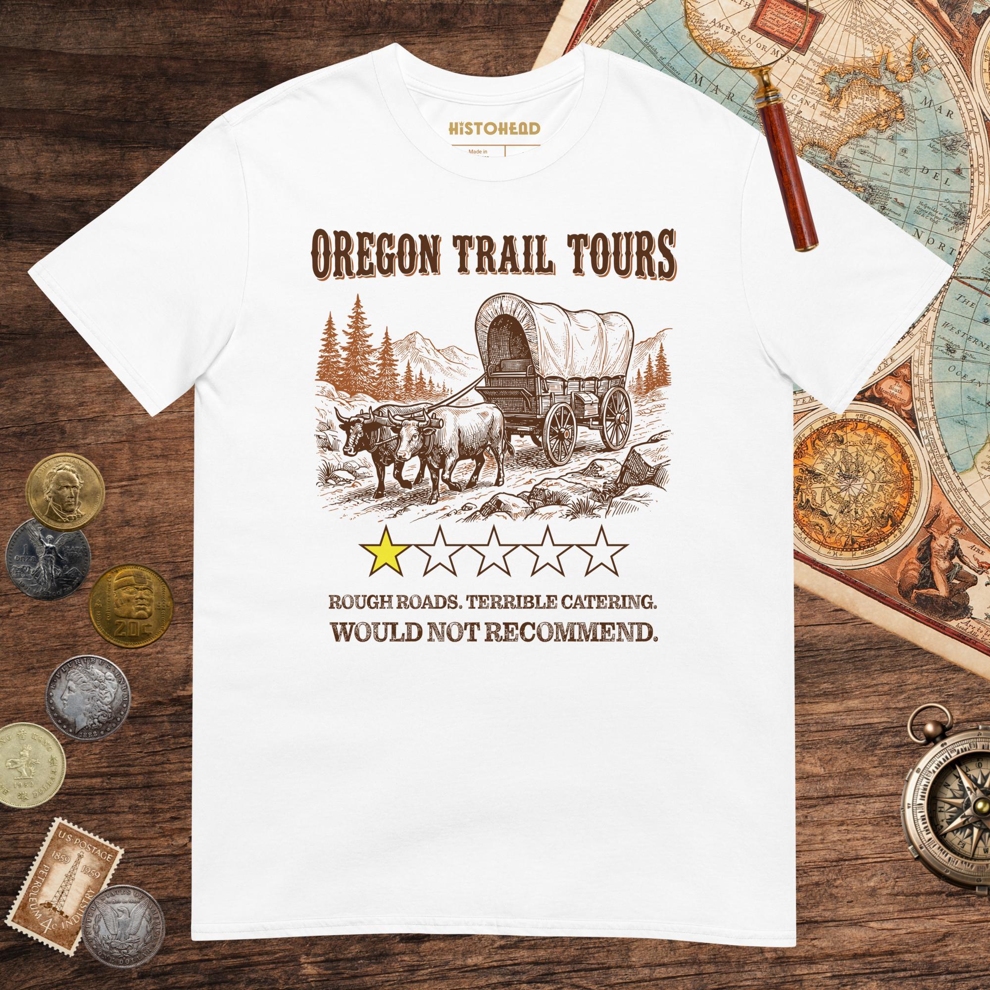 White Oregon Trail Tours Review Tee - history buff gift by HistoHead