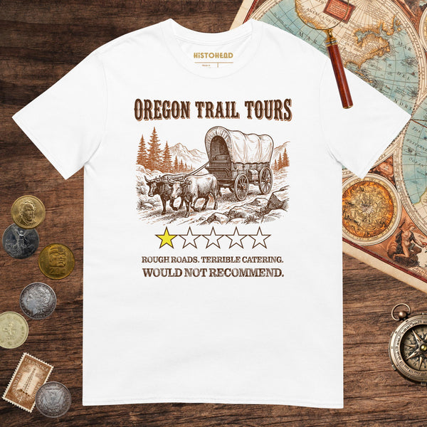 White Oregon Trail Tours Review Tee - history buff gift by HistoHead
