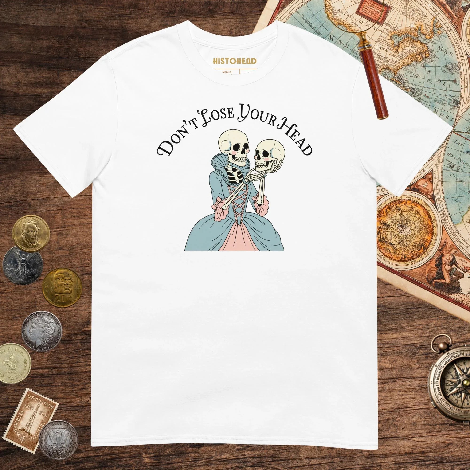 White Don't Lose Your Head Tee (Marie Antoinette Edition) - history buff gift by HistoHead
