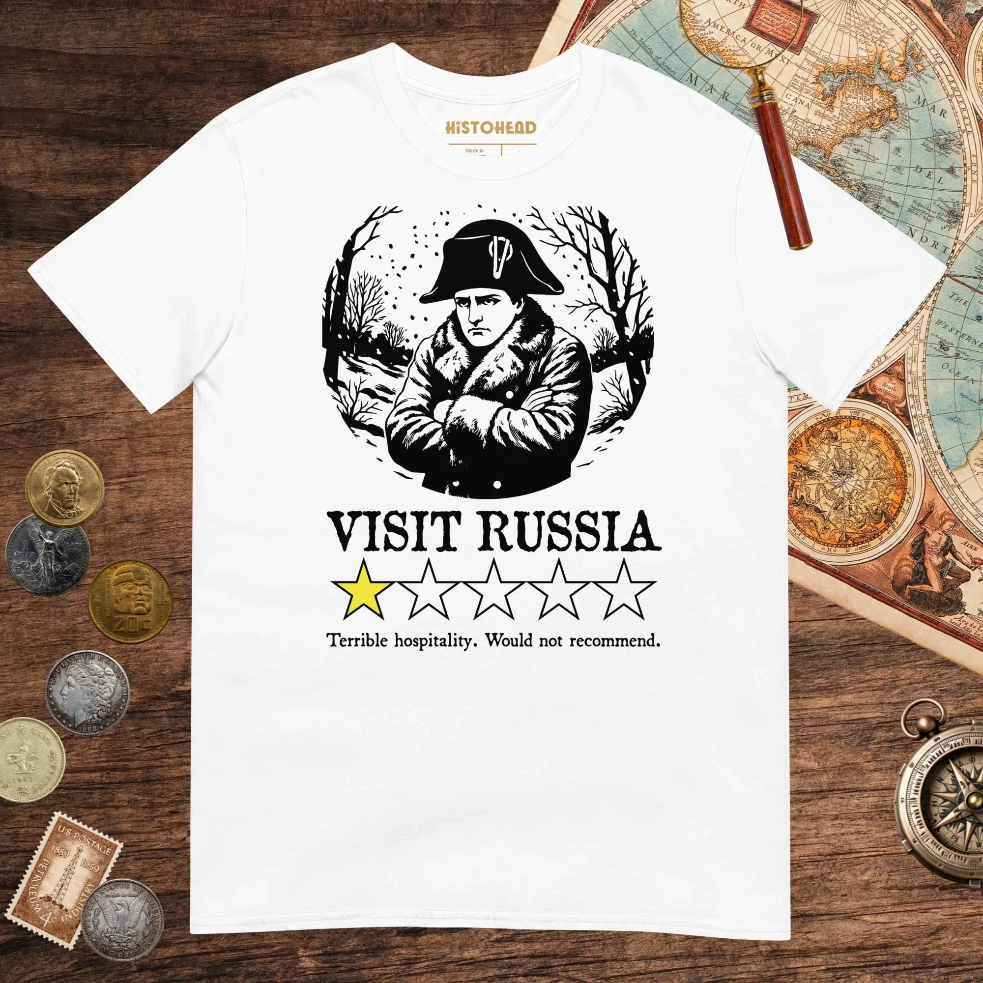 White Napoleon Visit Russia Review Tee - history buff gift by HistoHead