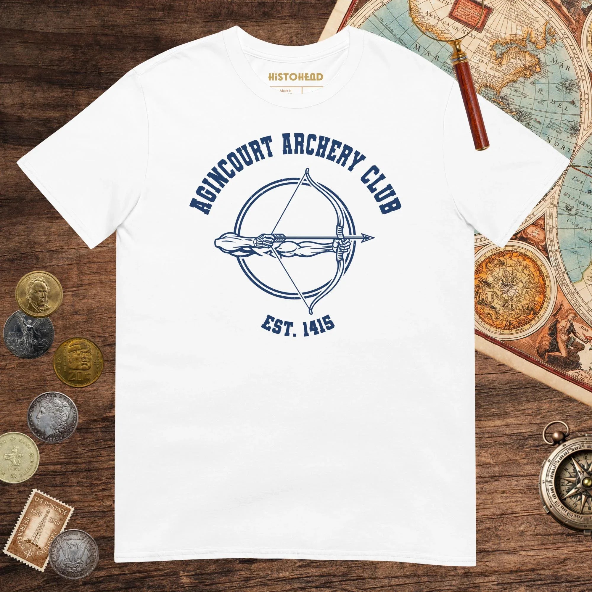 White Agincourt Archery Club Tee - history buff gift by HistoHead