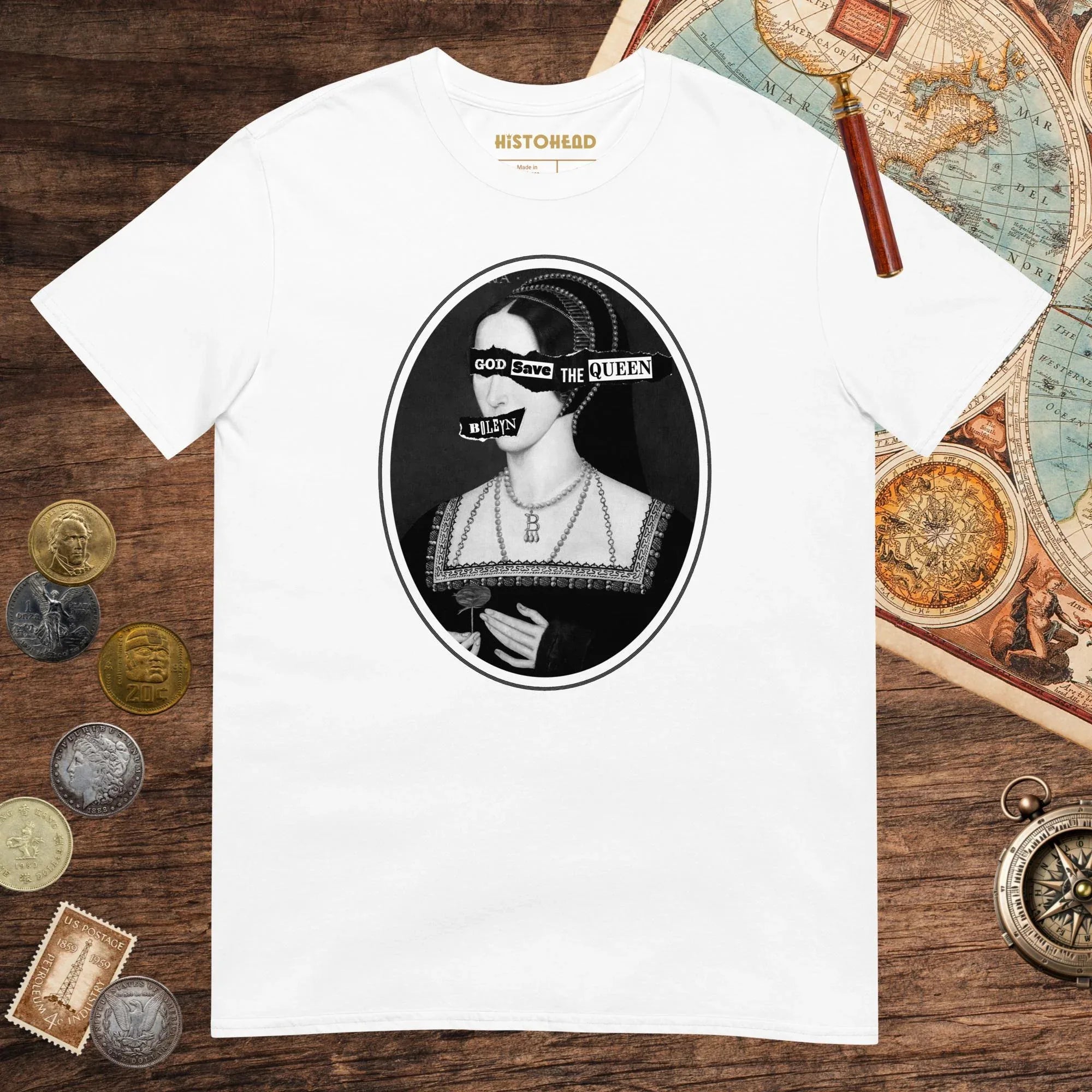 White God Save the Queen Anne Boleyn Tee - history buff gift by HistoHead