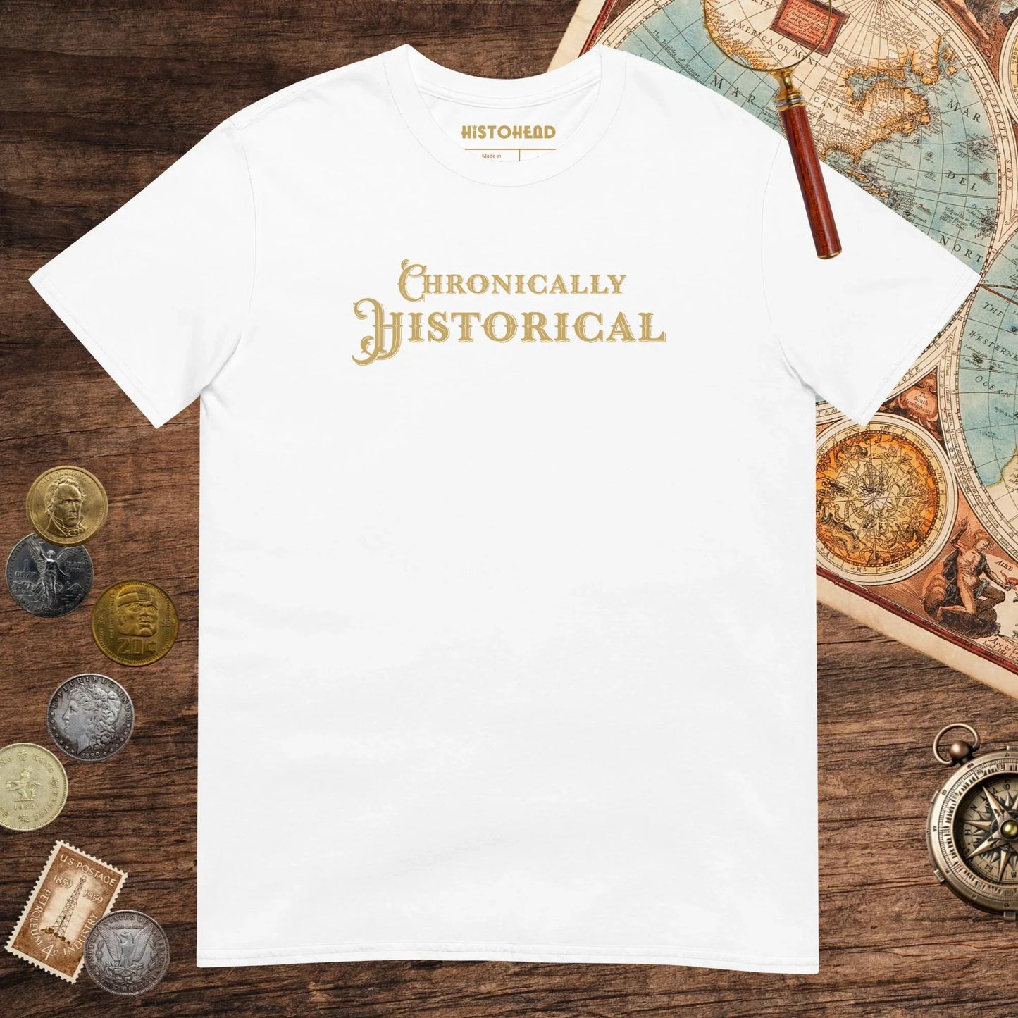 White Chronically Historical Tee - history buff gift by HistoHead
