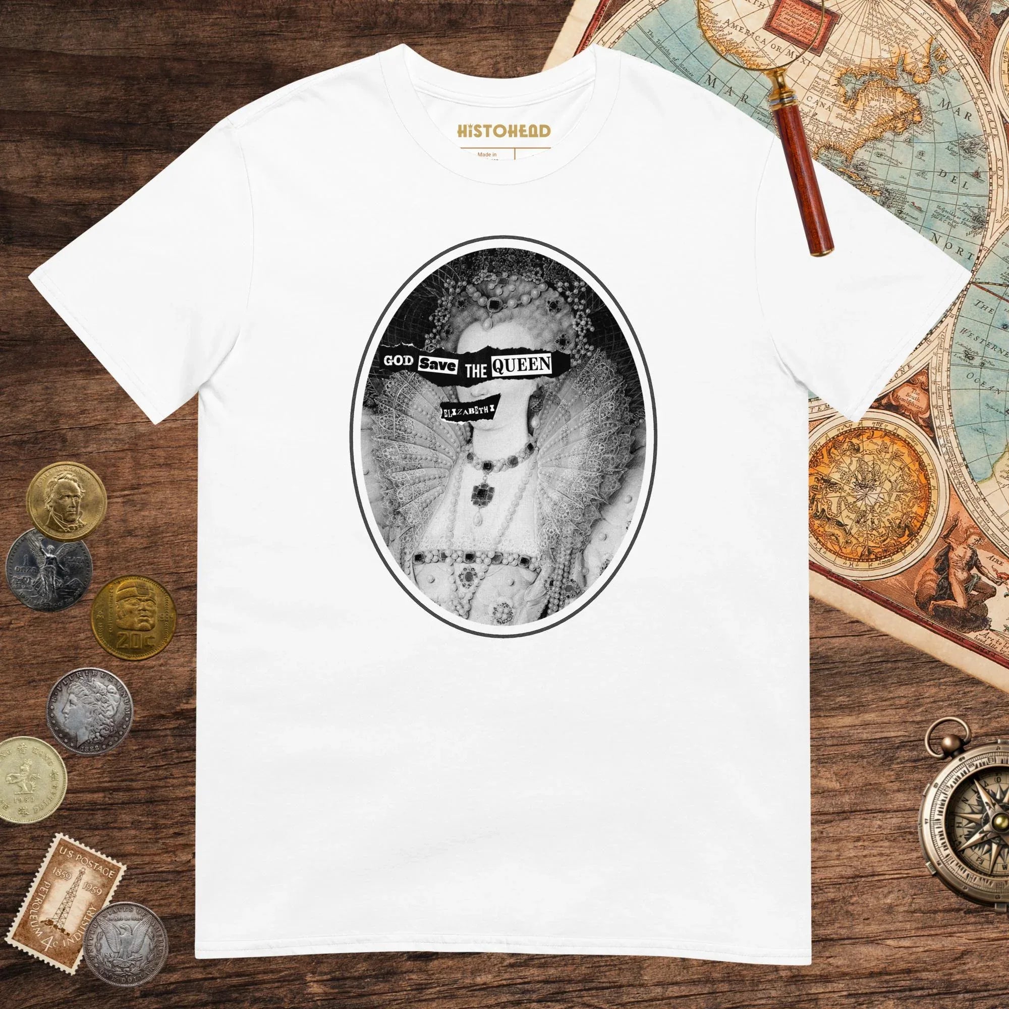 White God Save the Queen Elizabeth I Tee - history buff gift by HistoHead