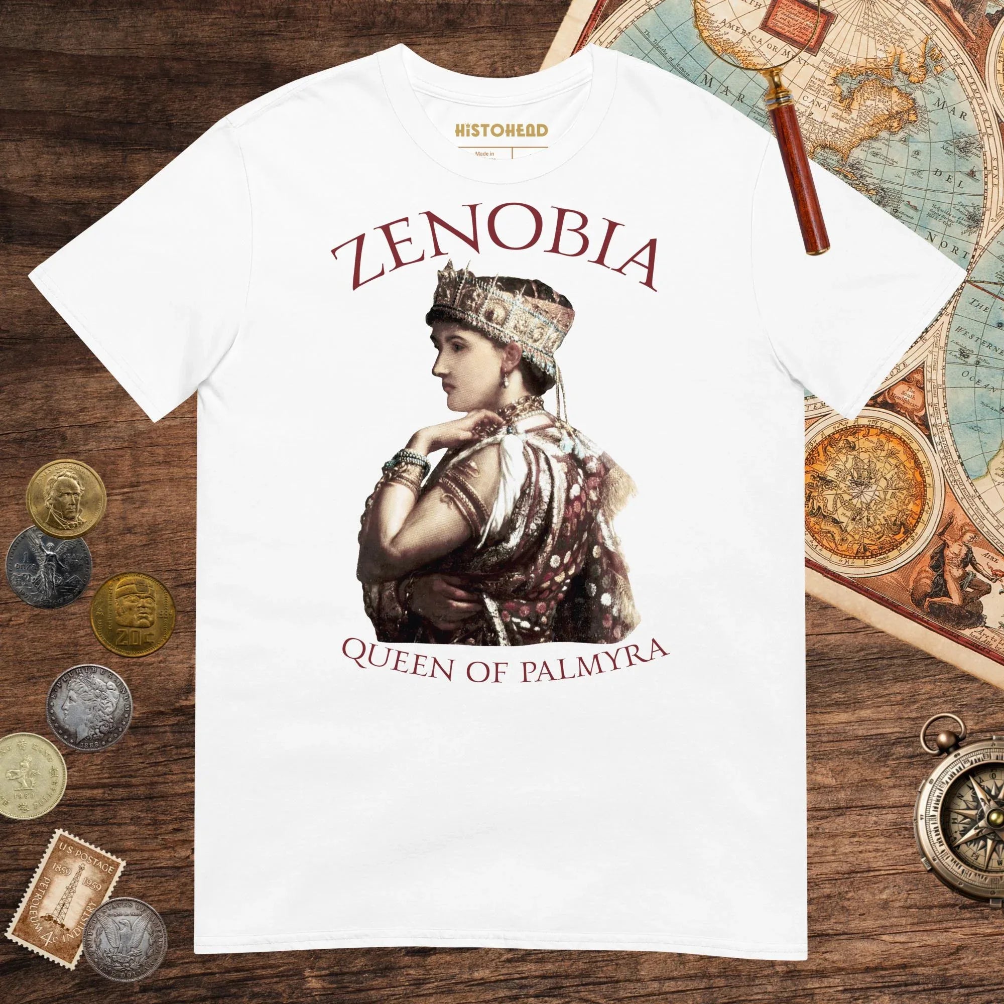White Zenobia Queen of Palmyra Tee - history buff gift by HistoHead