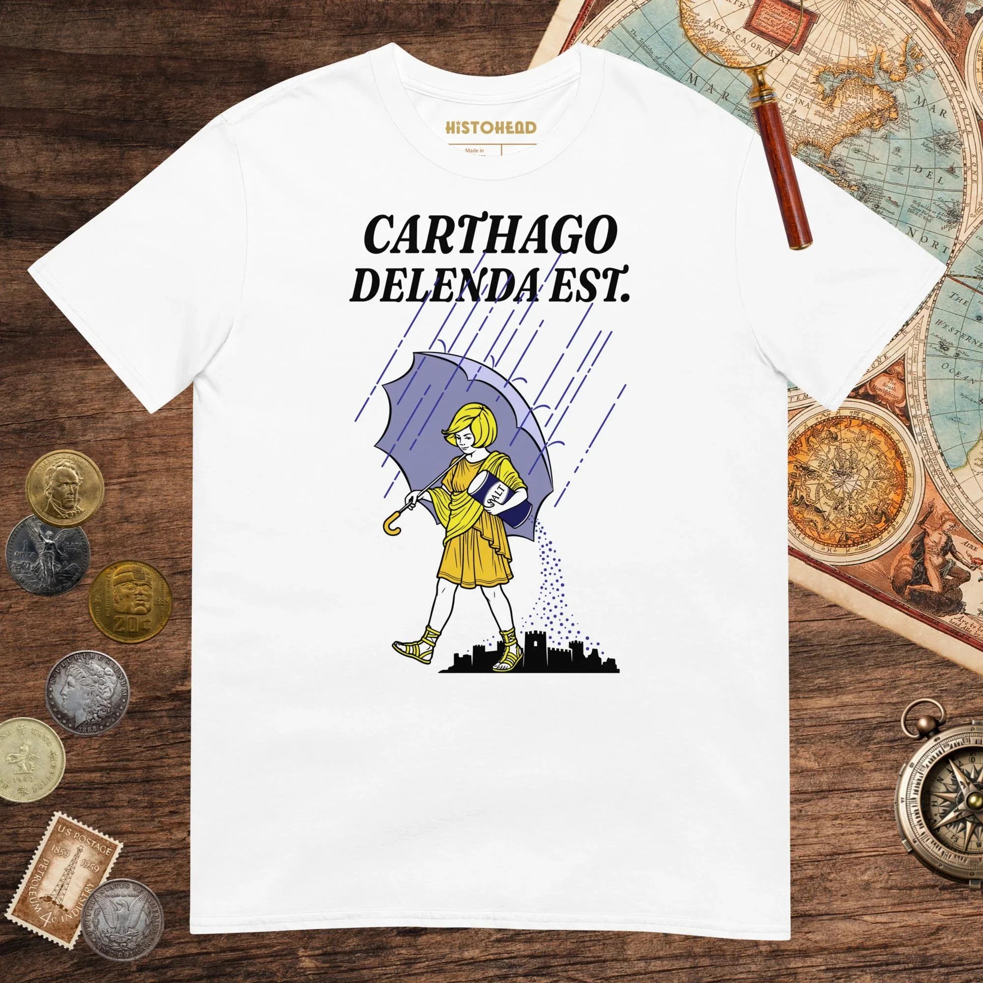 White Carthago Delenda Est Salt Girl Tee - history buff gift by HistoHead
