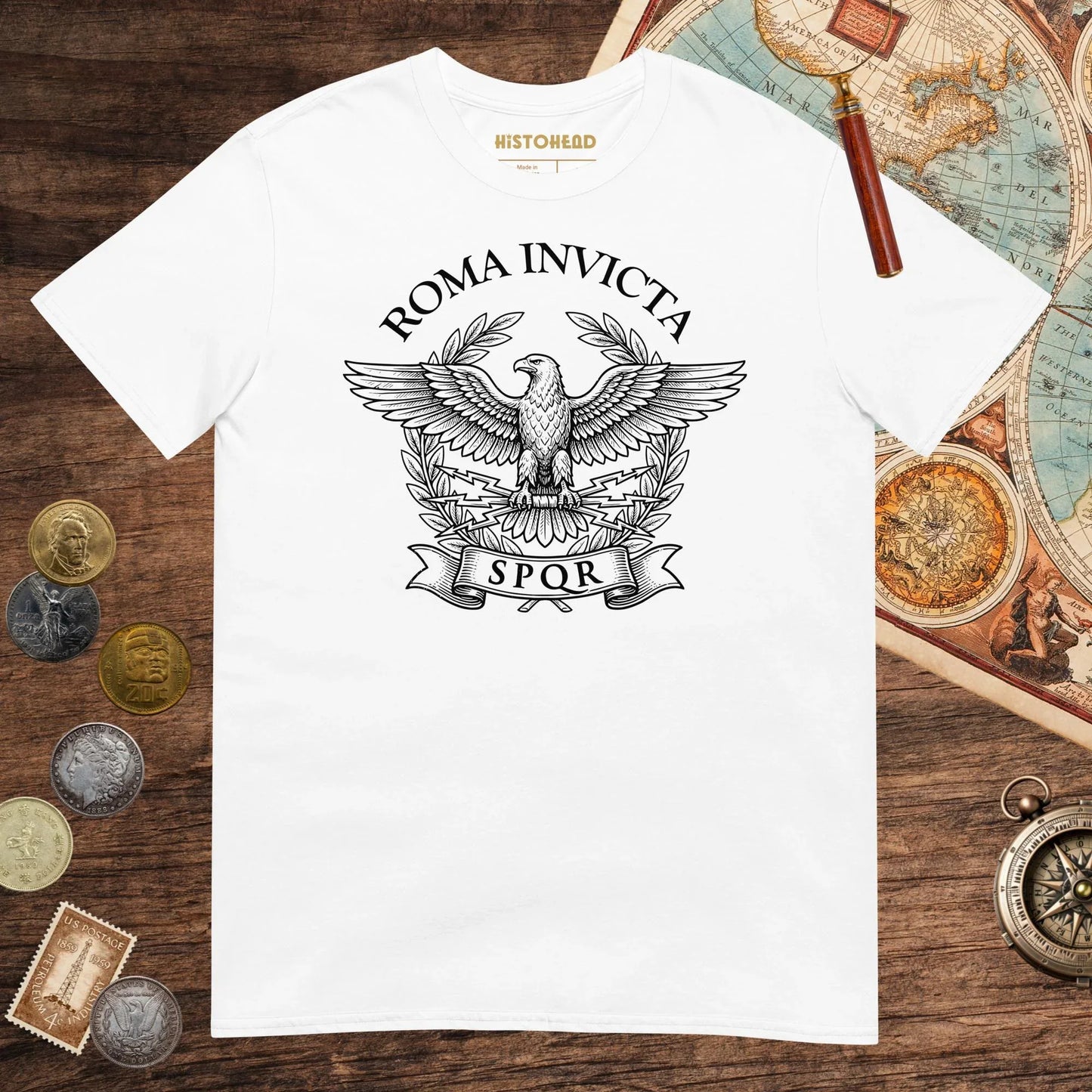 White Roma Invicta Tee - history buff gift by HistoHead