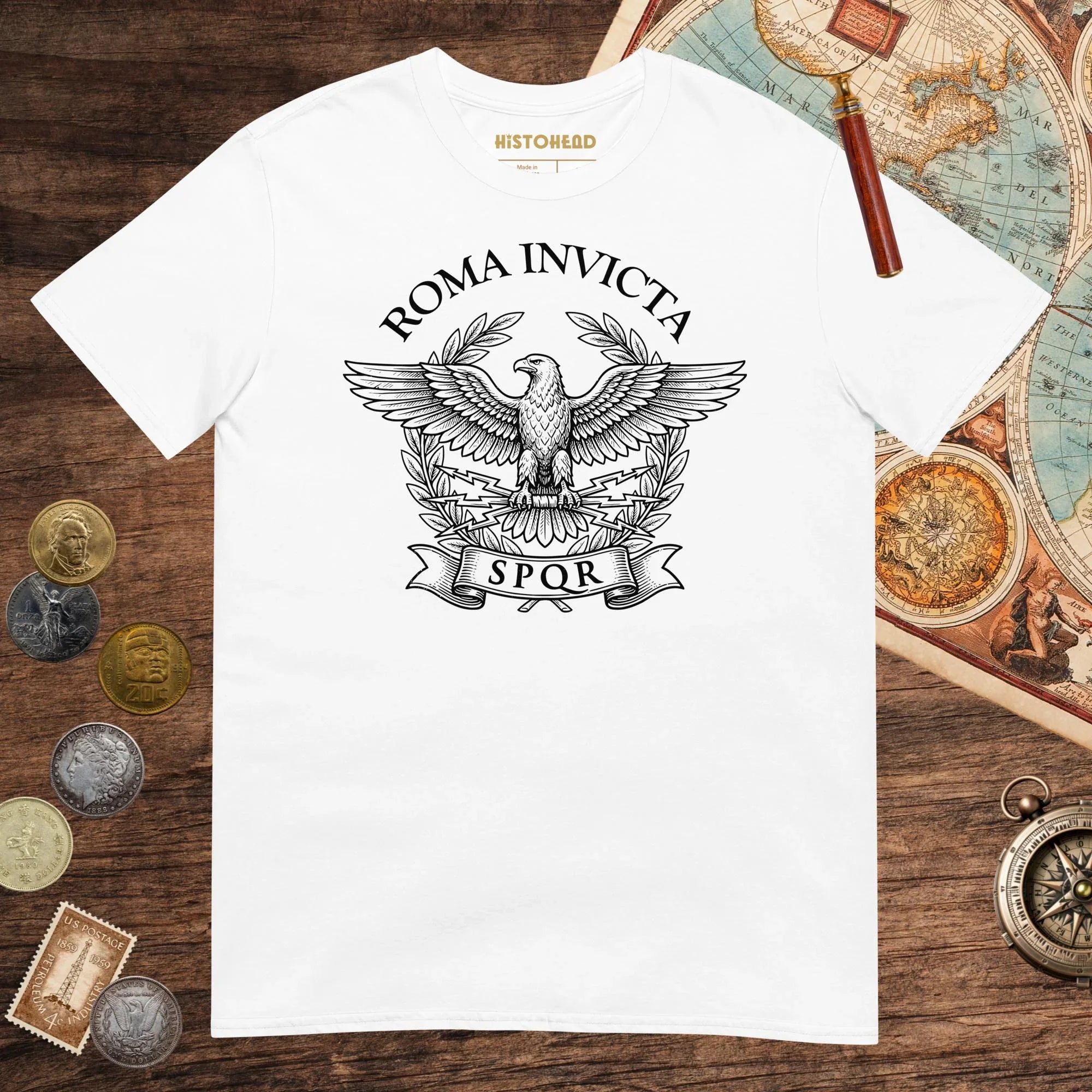 White Roma Invicta Tee - history buff gift by HistoHead