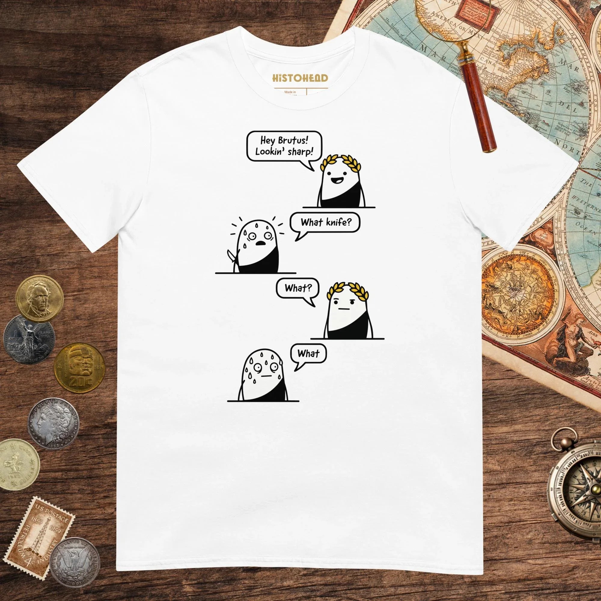 White Caesar and Brutus Comics Tee - history buff gift by HistoHead