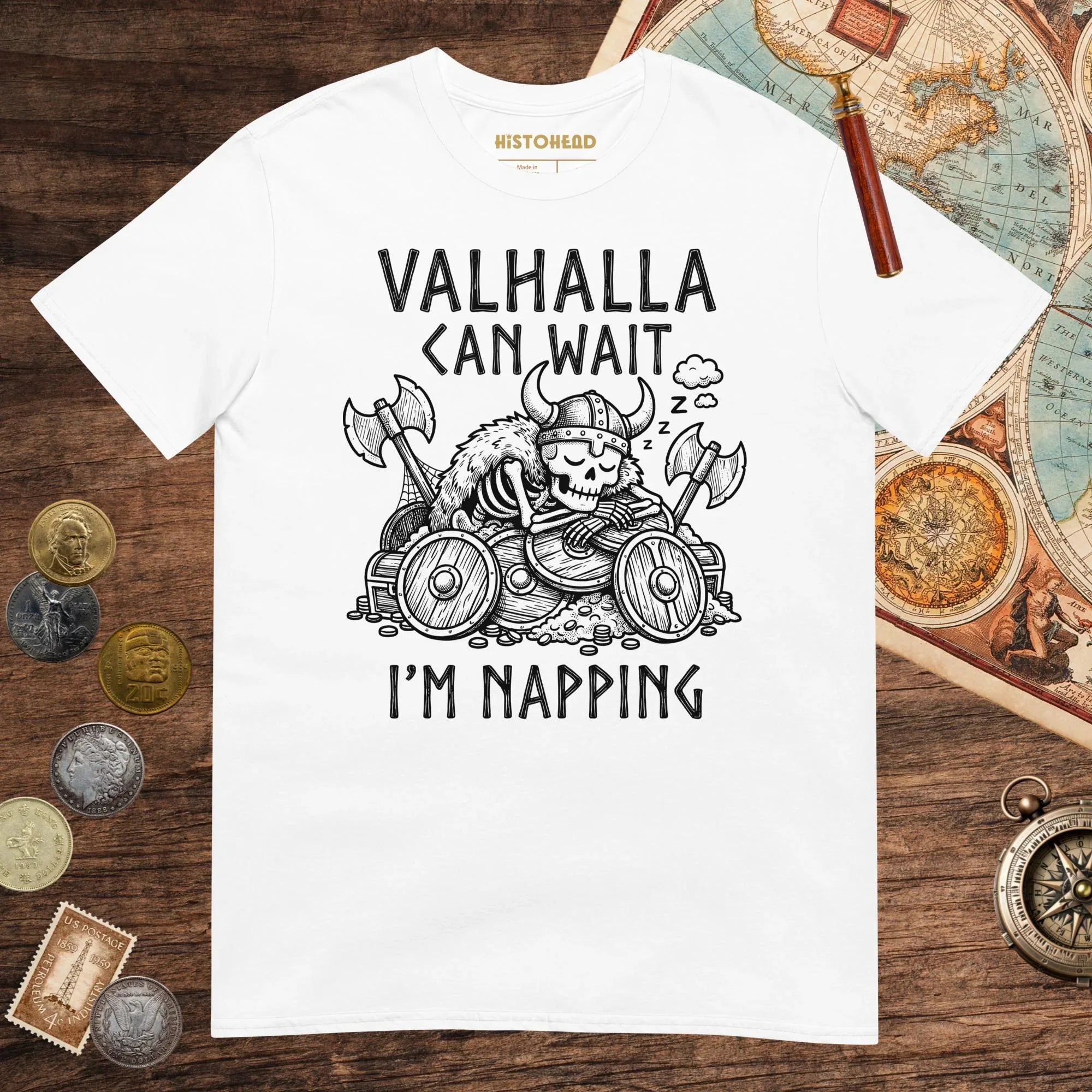 White Valhalla Can Wait Tee - history buff gift by HistoHead
