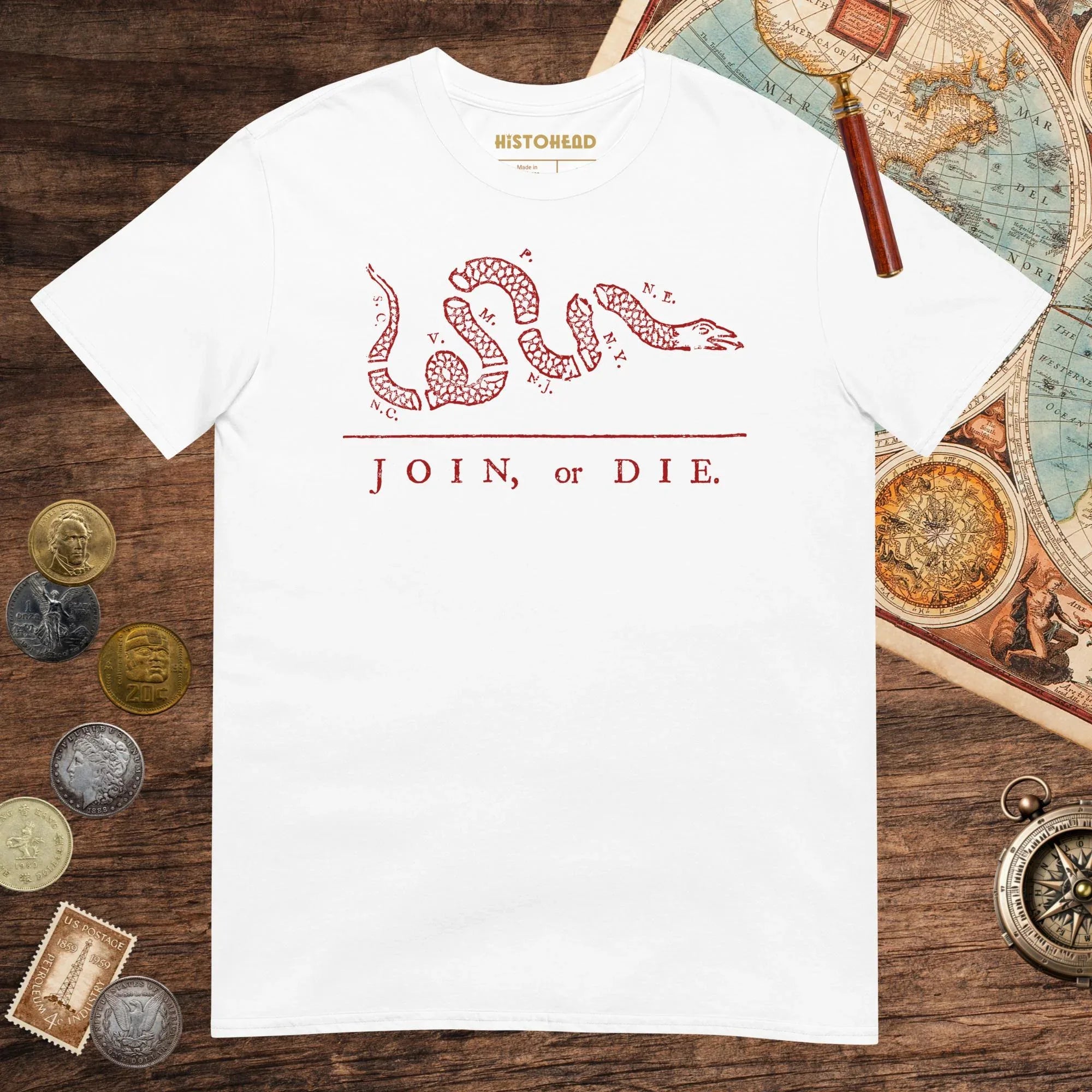 White Join Or Die Tee - history buff gift by HistoHead