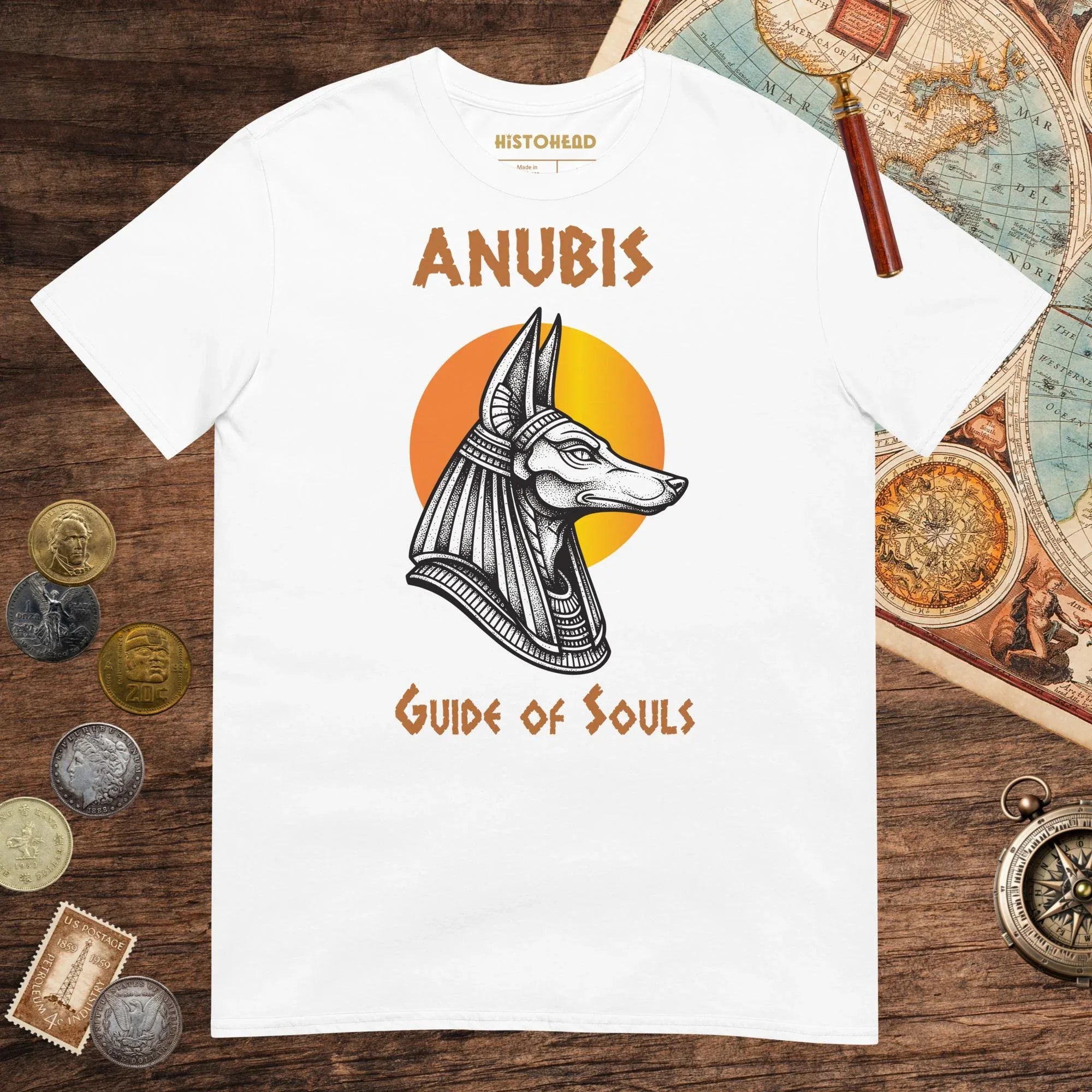 White Anubis Guide of Souls Tee - history buff gift by HistoHead