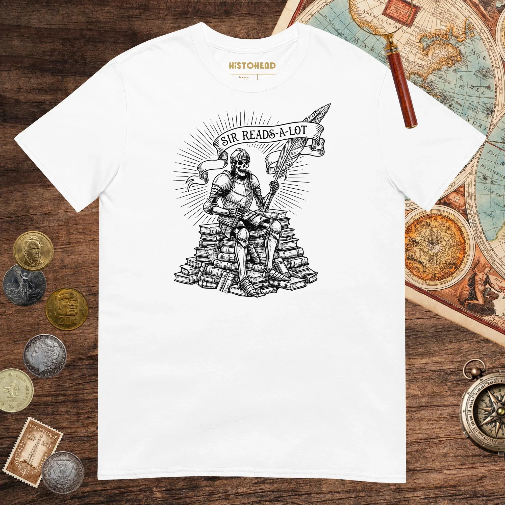 White Sir Reads-A-Lot Tee - history buff gift by HistoHead