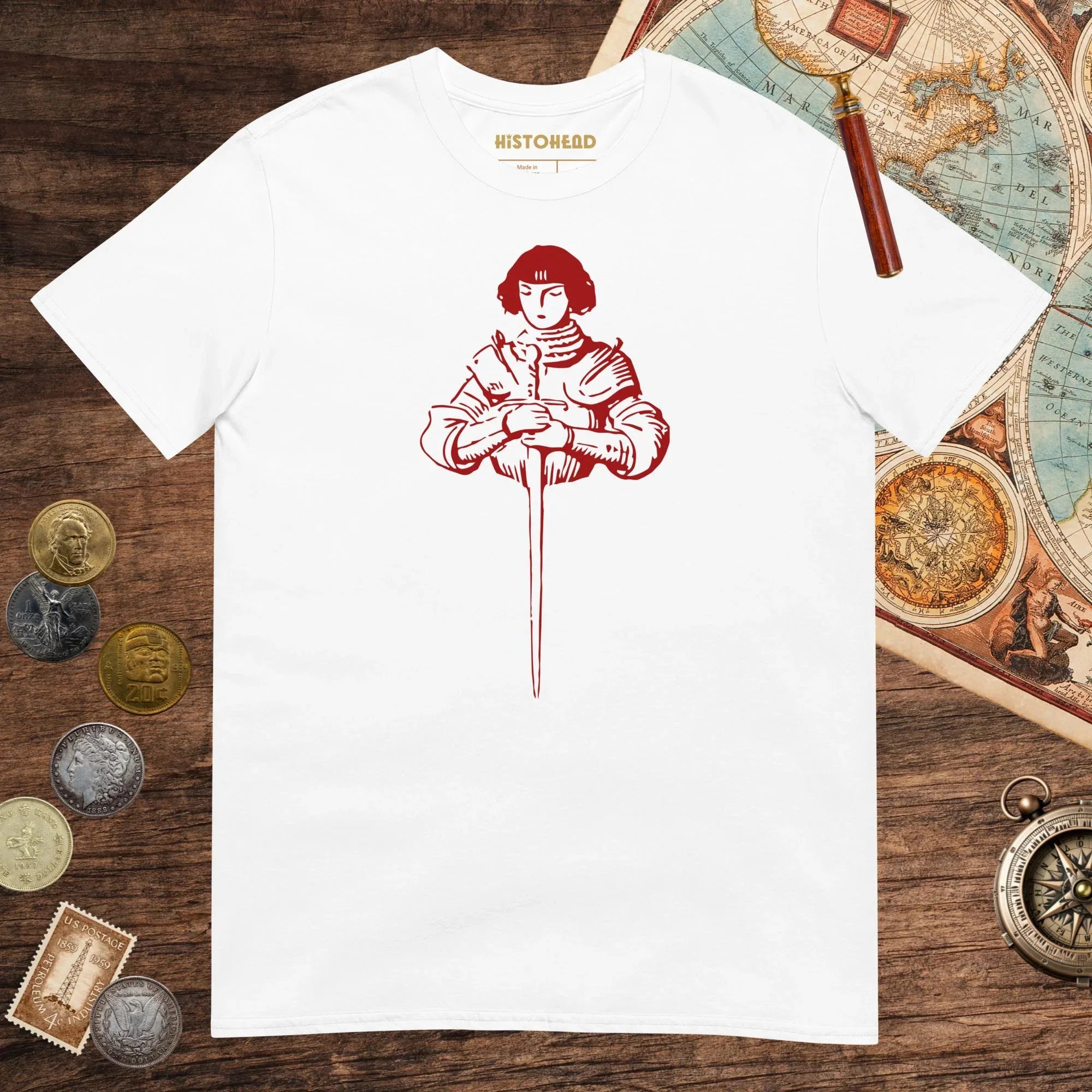 White Joan of Arc Stamp Tee - history buff gift by HistoHead
