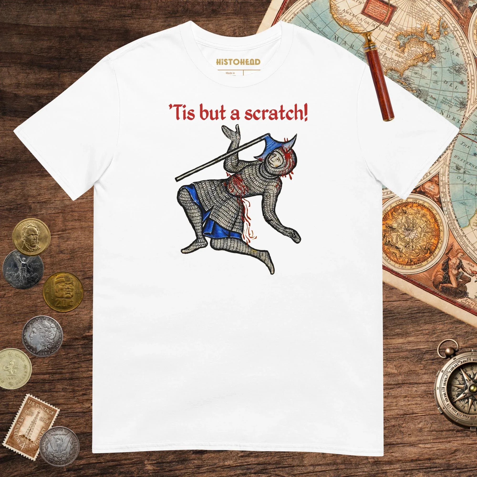 White Tis But A Scratch Tee - history buff gift by HistoHead