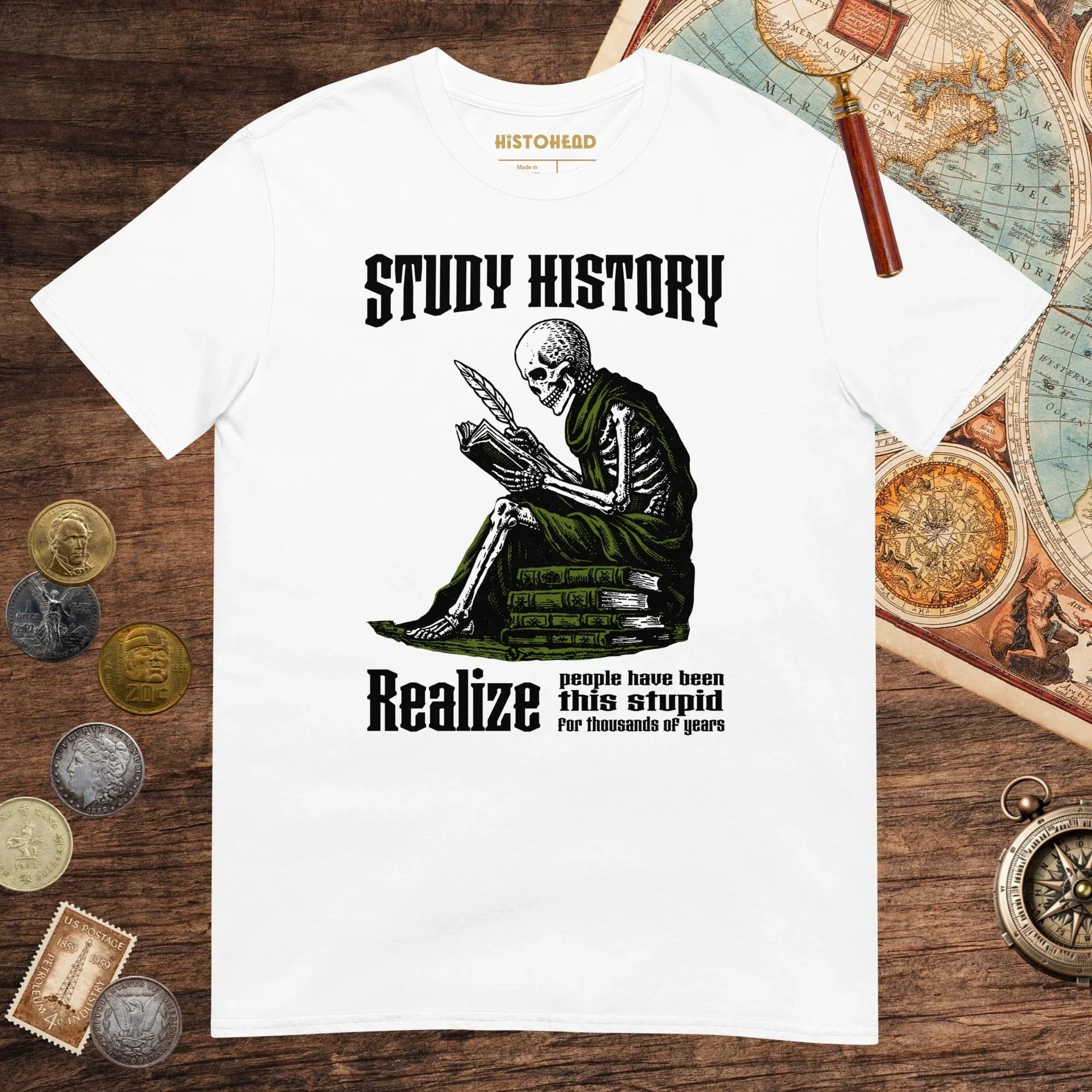 White Study History Tee - history buff gift by HistoHead