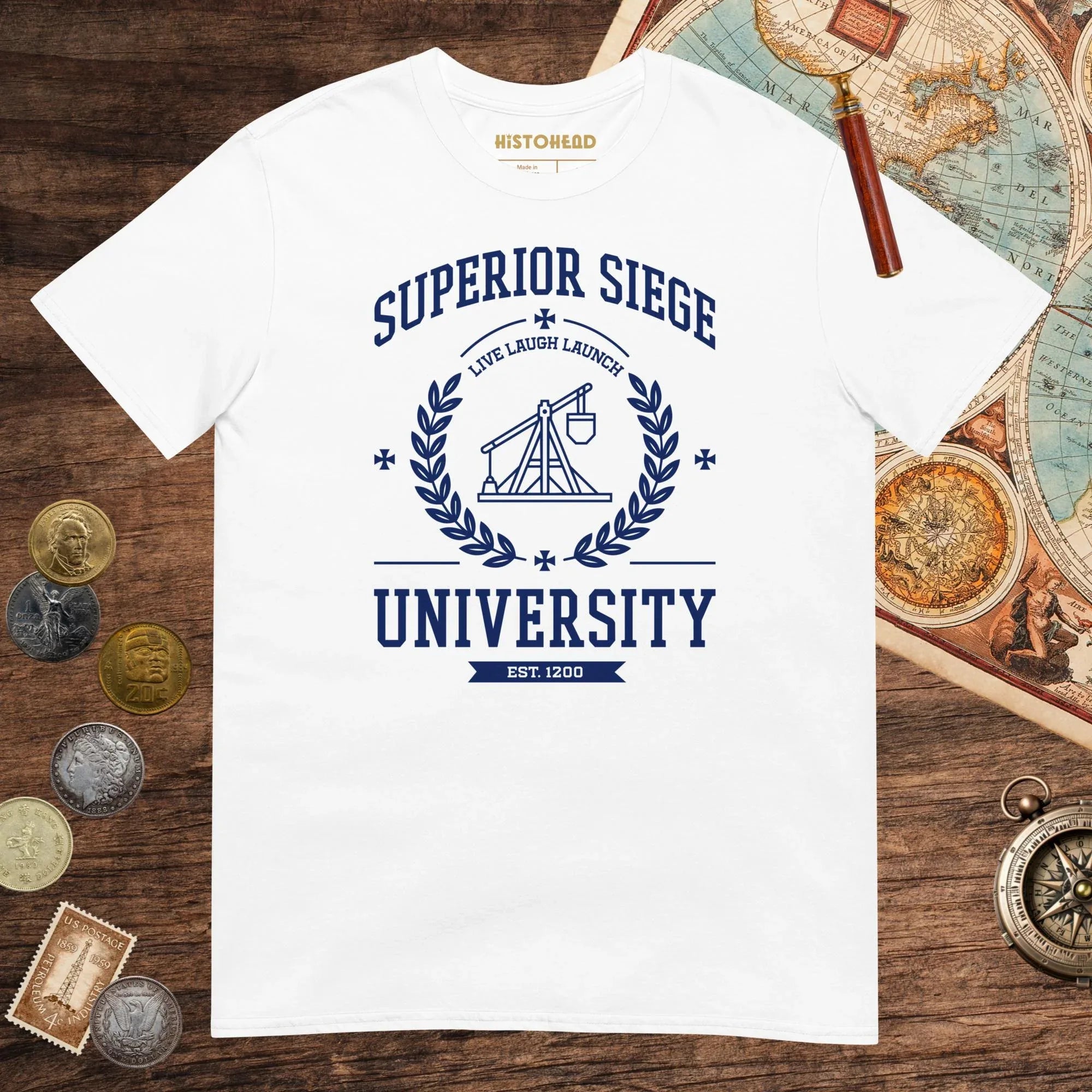White Superior Siege University Tee - history buff gift by HistoHead