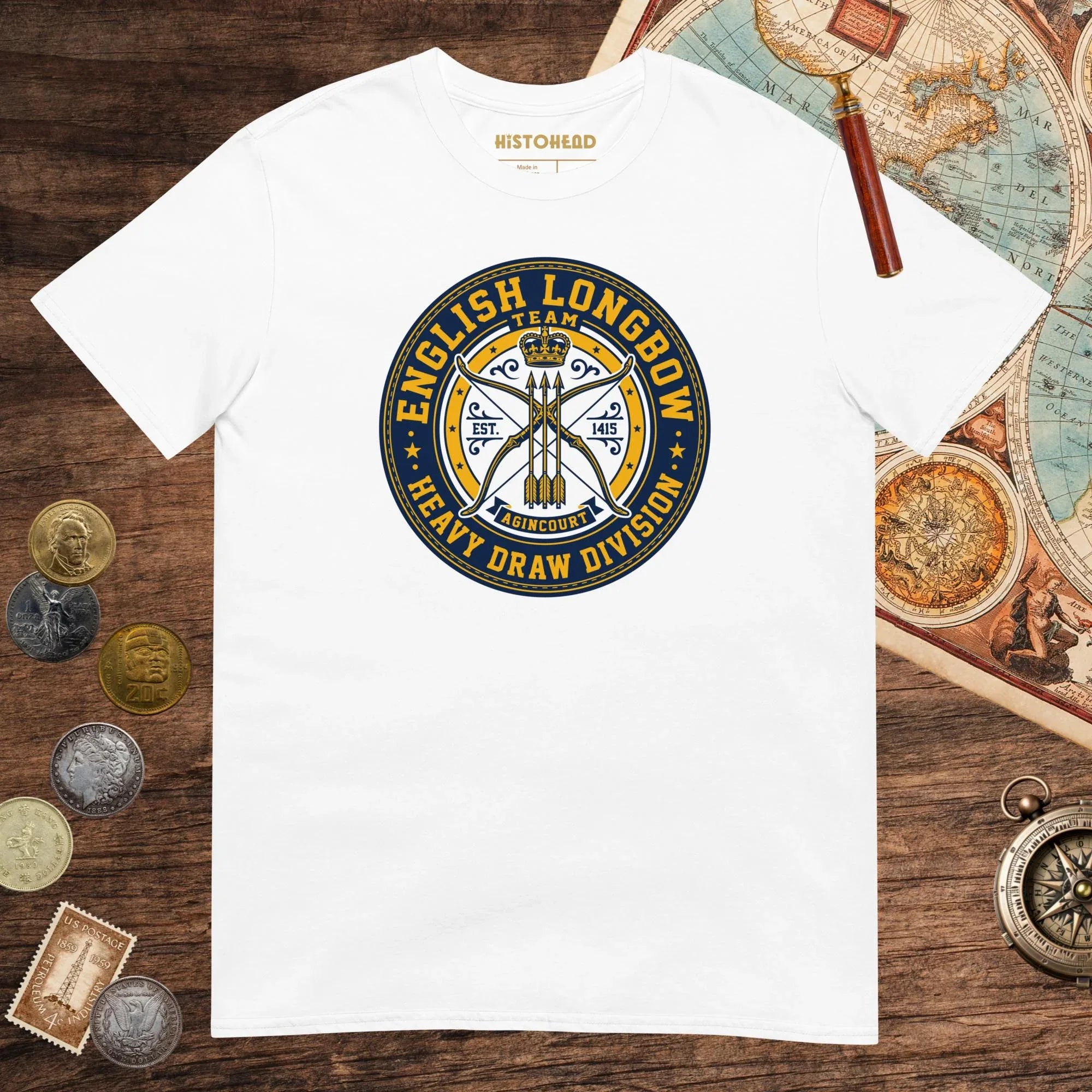 White English Longbow Heavy Draw Division Tee - history buff gift by HistoHead