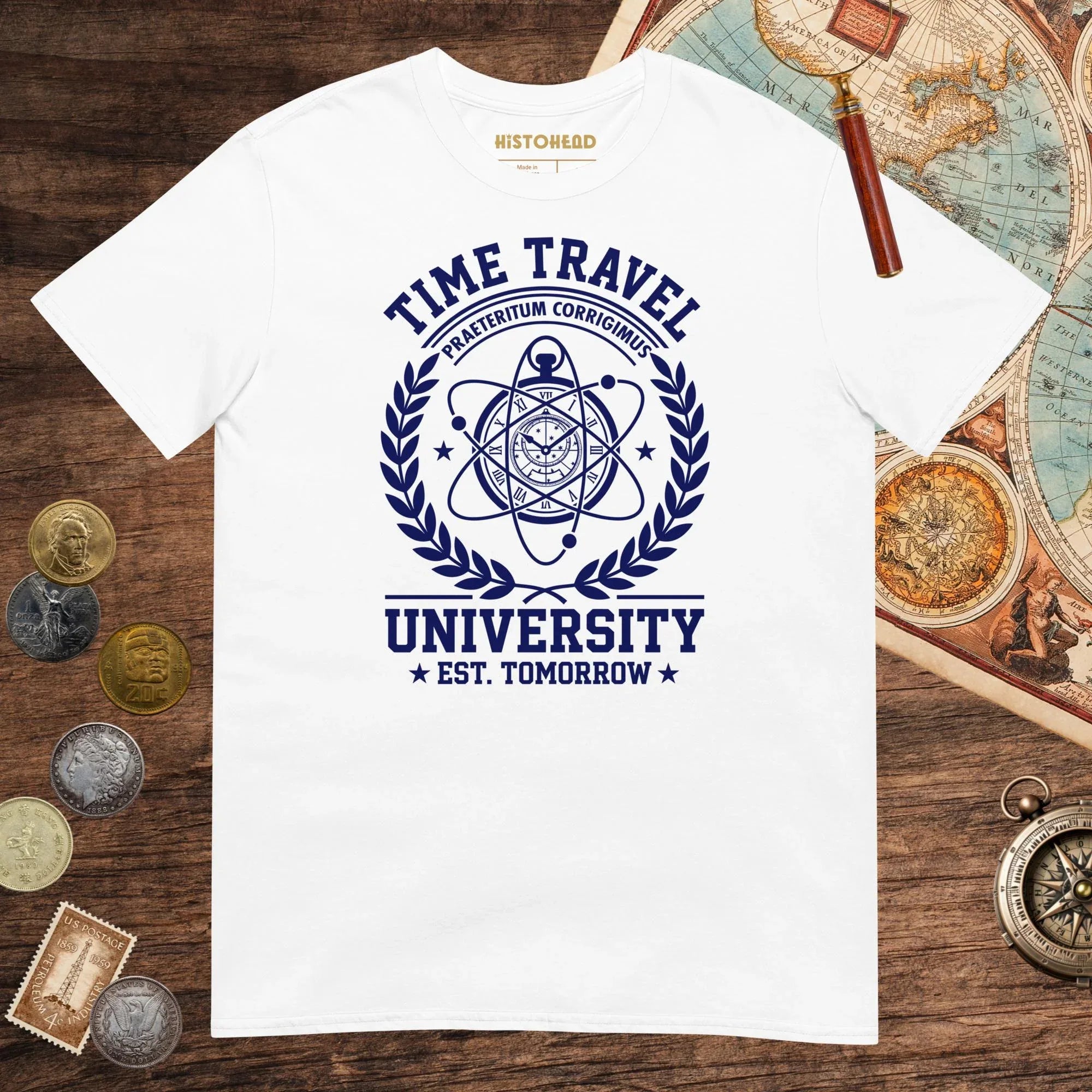 White Time Travel University Tee - history buff gift by HistoHead