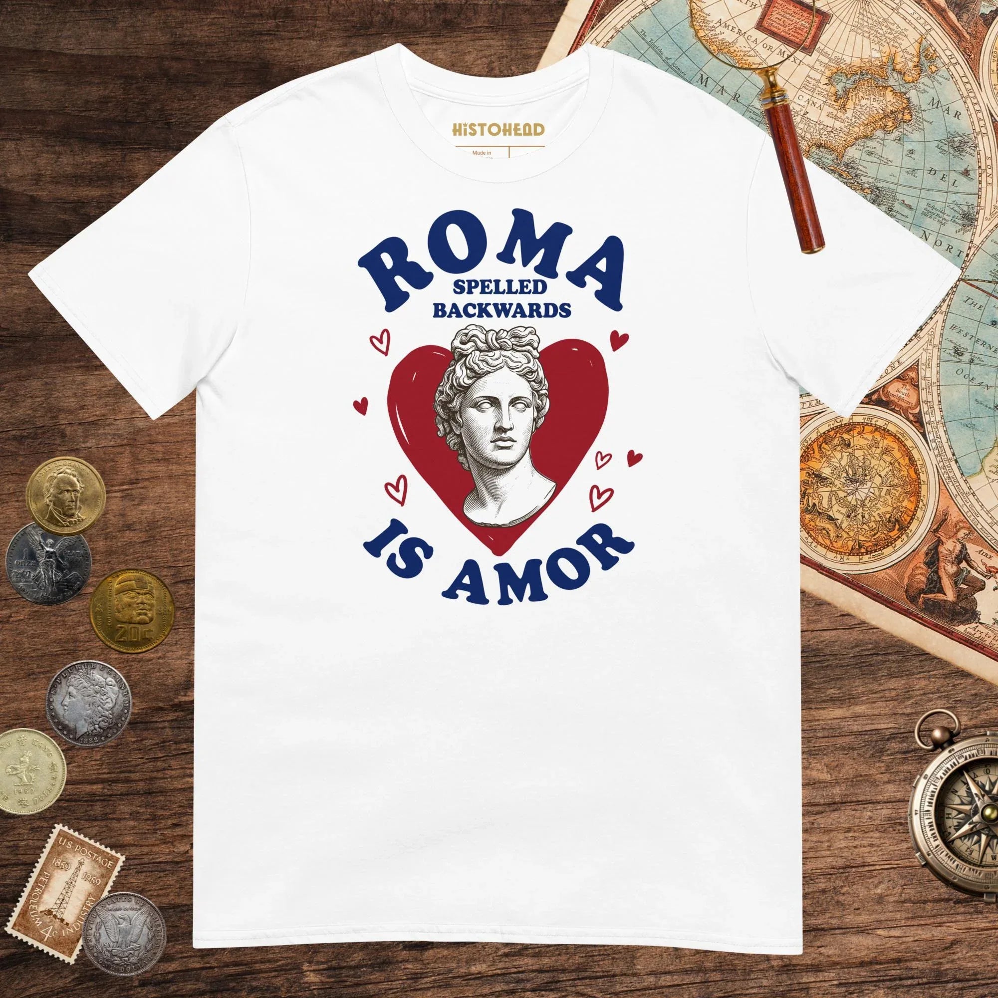White Roma Spelled Backwards Is Amor Tee - history buff gift by HistoHead