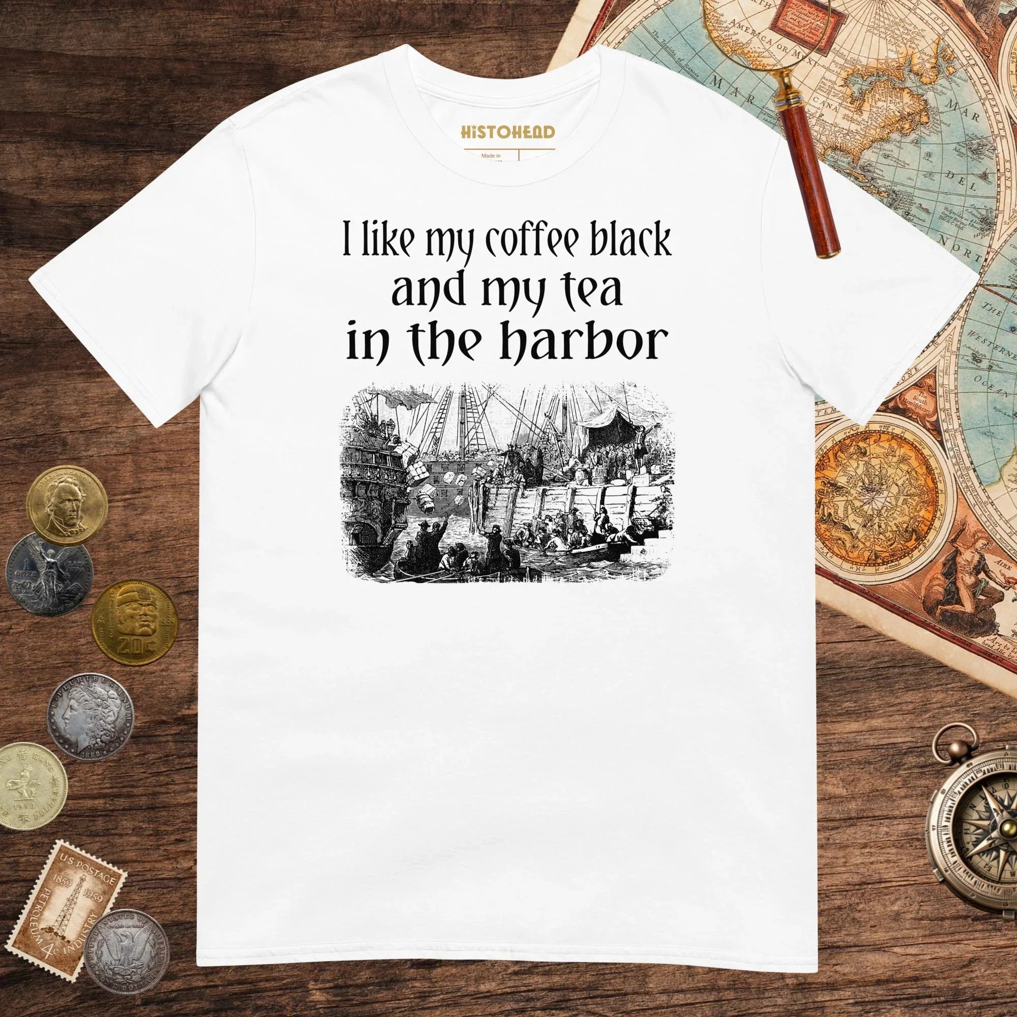 White Coffee Black Tea in the Harbor Tee - history buff gift by HistoHead