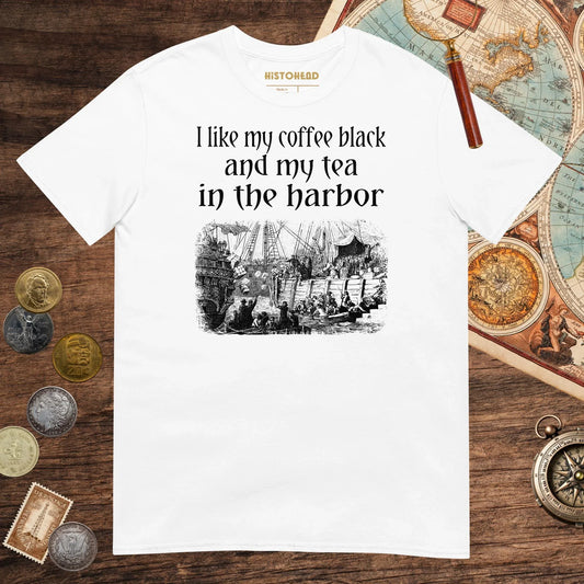 White Coffee Black Tea in the Harbor Tee - history buff gift by HistoHead