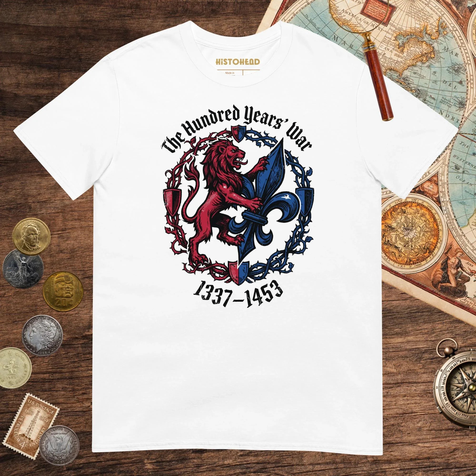 White The Hundred Years' War Tee - history buff gift by HistoHead
