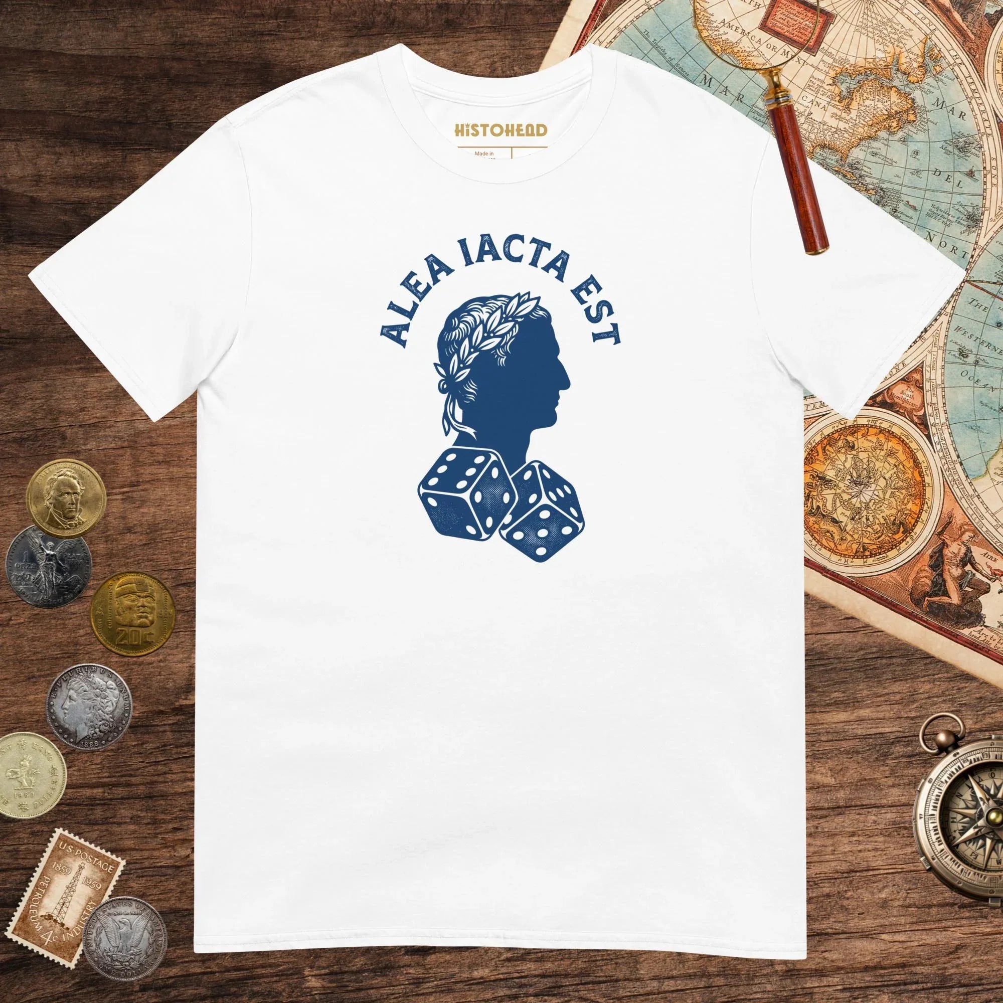 White Alea Iacta Est Caesar Quote Tee - history buff gift by HistoHead