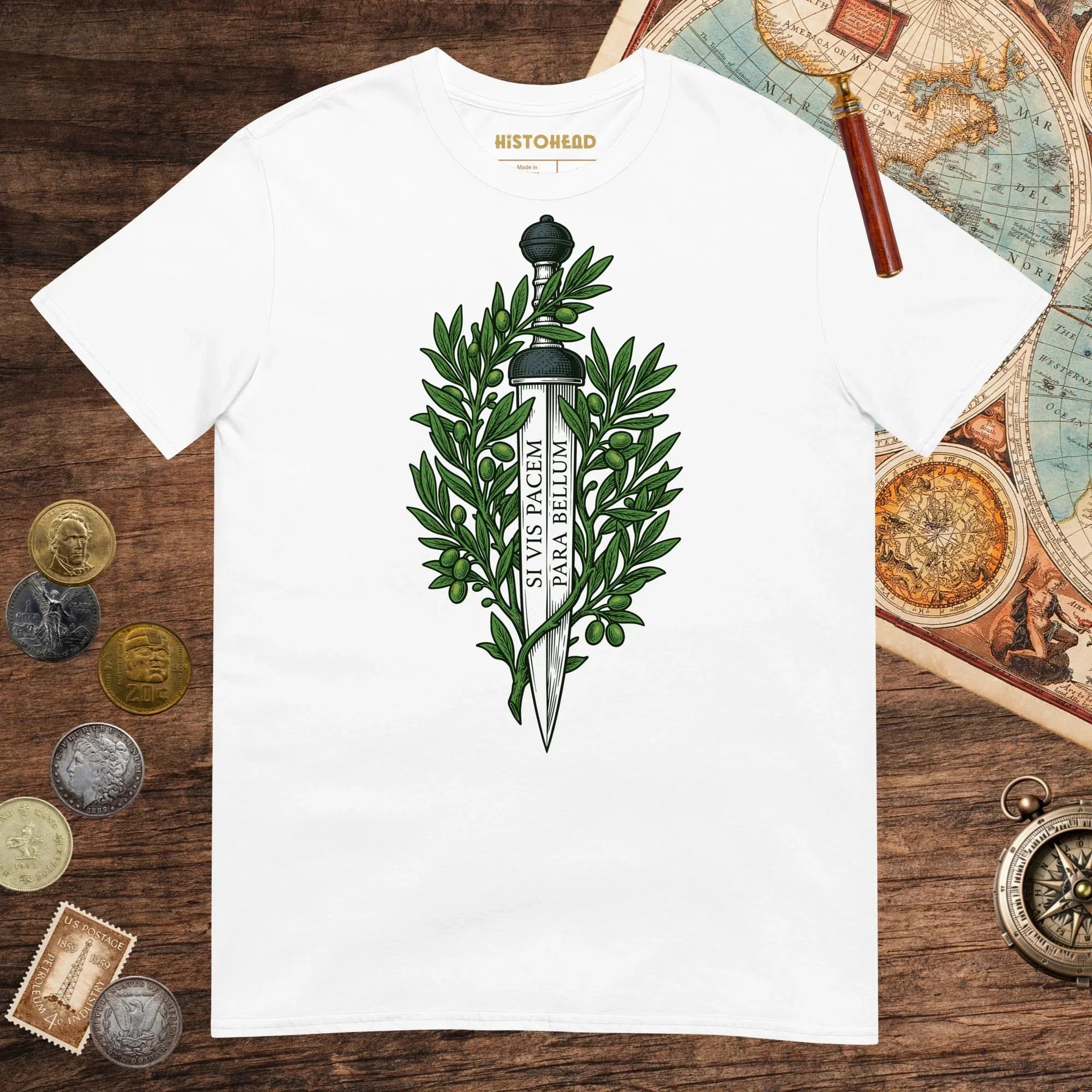 White Si Vis Pacem Para Bellum Latin Phrase Tee - history buff gift by HistoHead