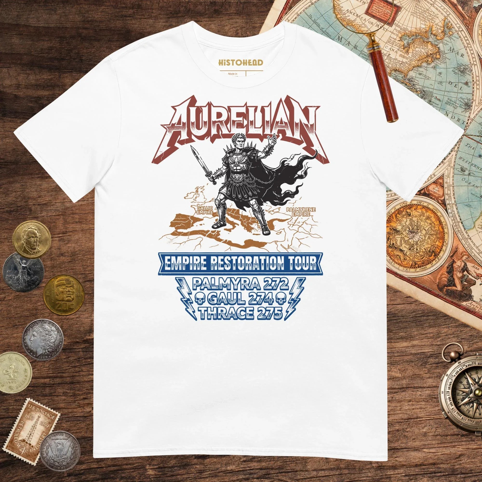White Aurelian Empire Restoration Tour Tee - history buff gift by HistoHead