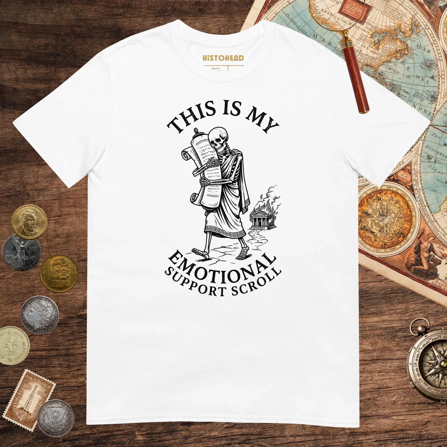 White Emotional Support Scroll Tee - history buff gift by HistoHead