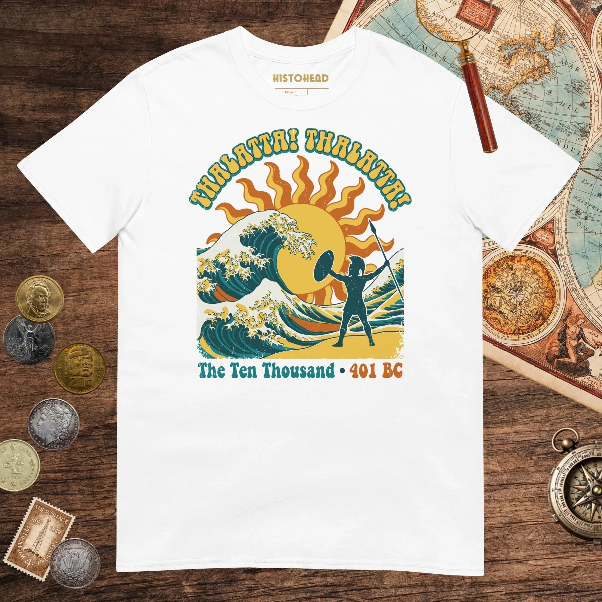 White Thalatta Thalatta Tee - history buff gift by HistoHead