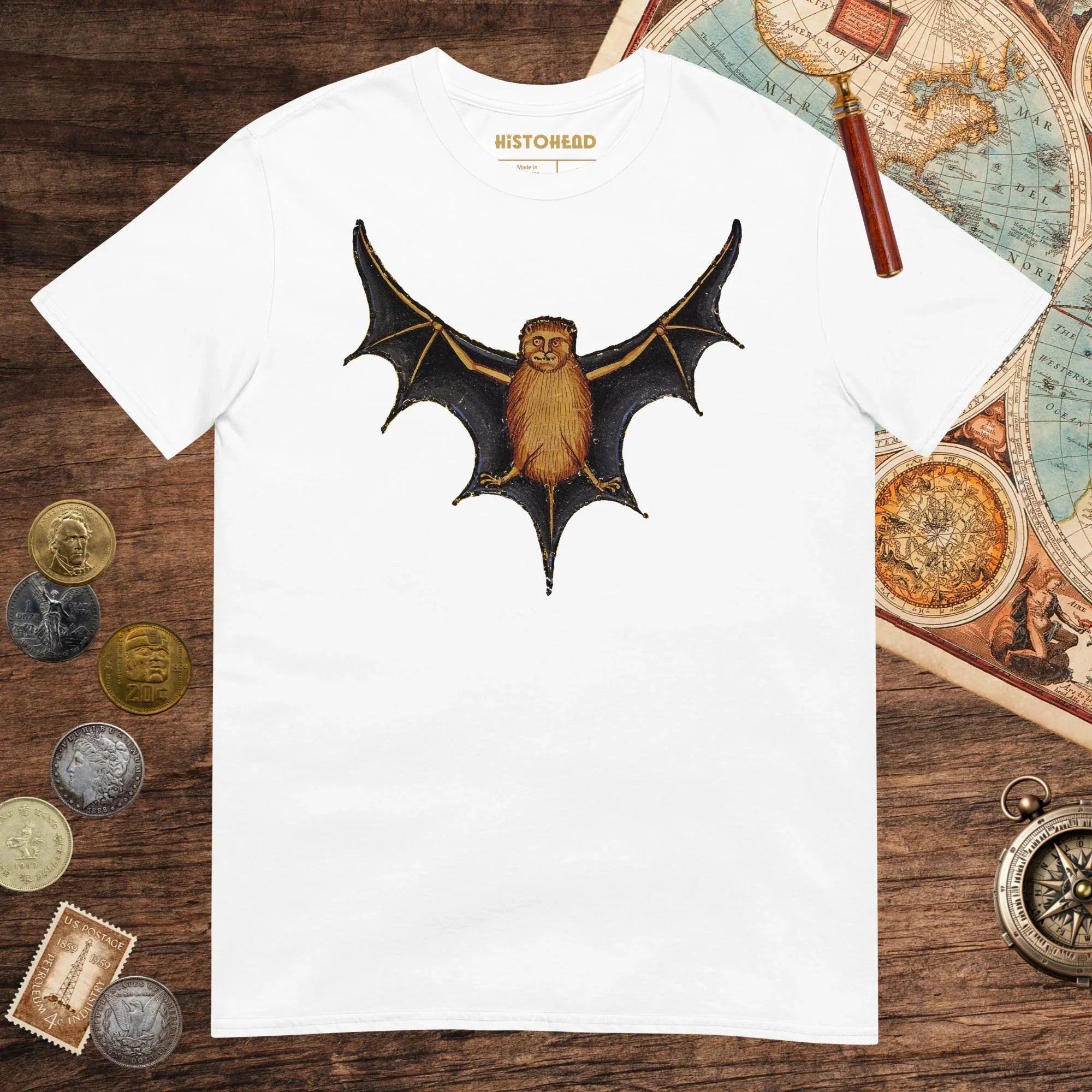 White Weird Medieval Bat Tee - history buff gift by HistoHead