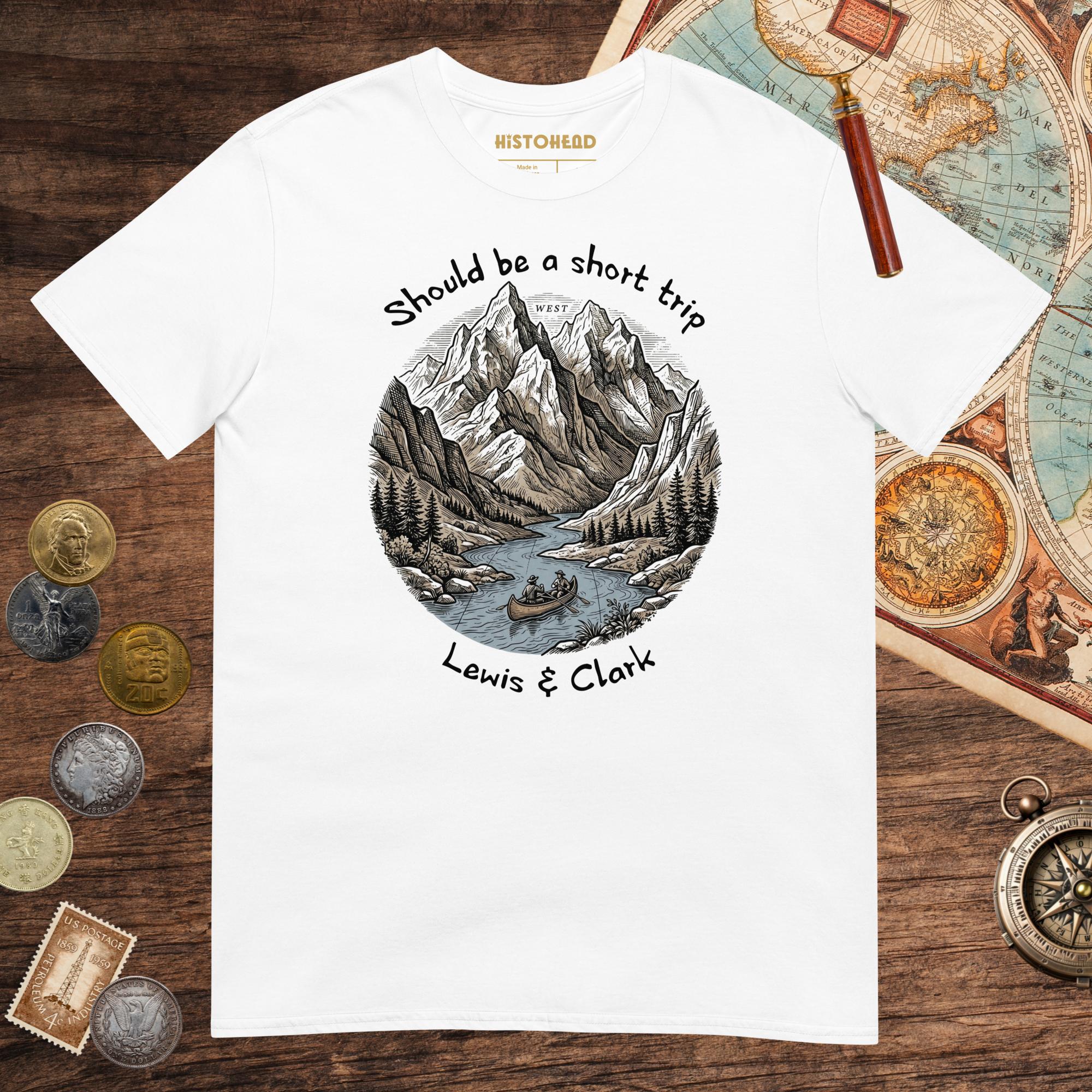 White Lewis & Clark Short Trip Tee - history buff gift by HistoHead